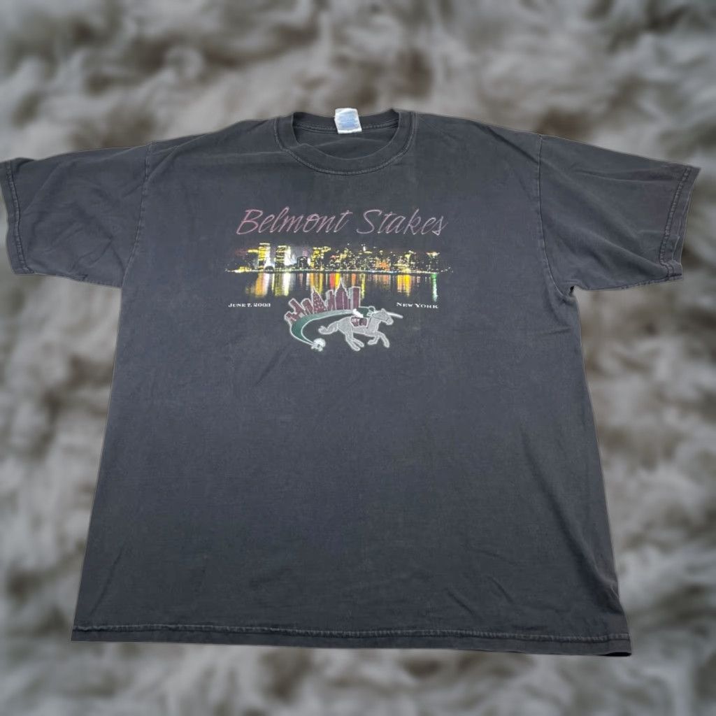 Gildan VTG Belmont Stakes T-Shirt - 100% Cotton - Short Sleeve Crew Neck - XL - Black - Gildan - Mens Size US XL / EU 56 / 4 - 1 Thumbnail
