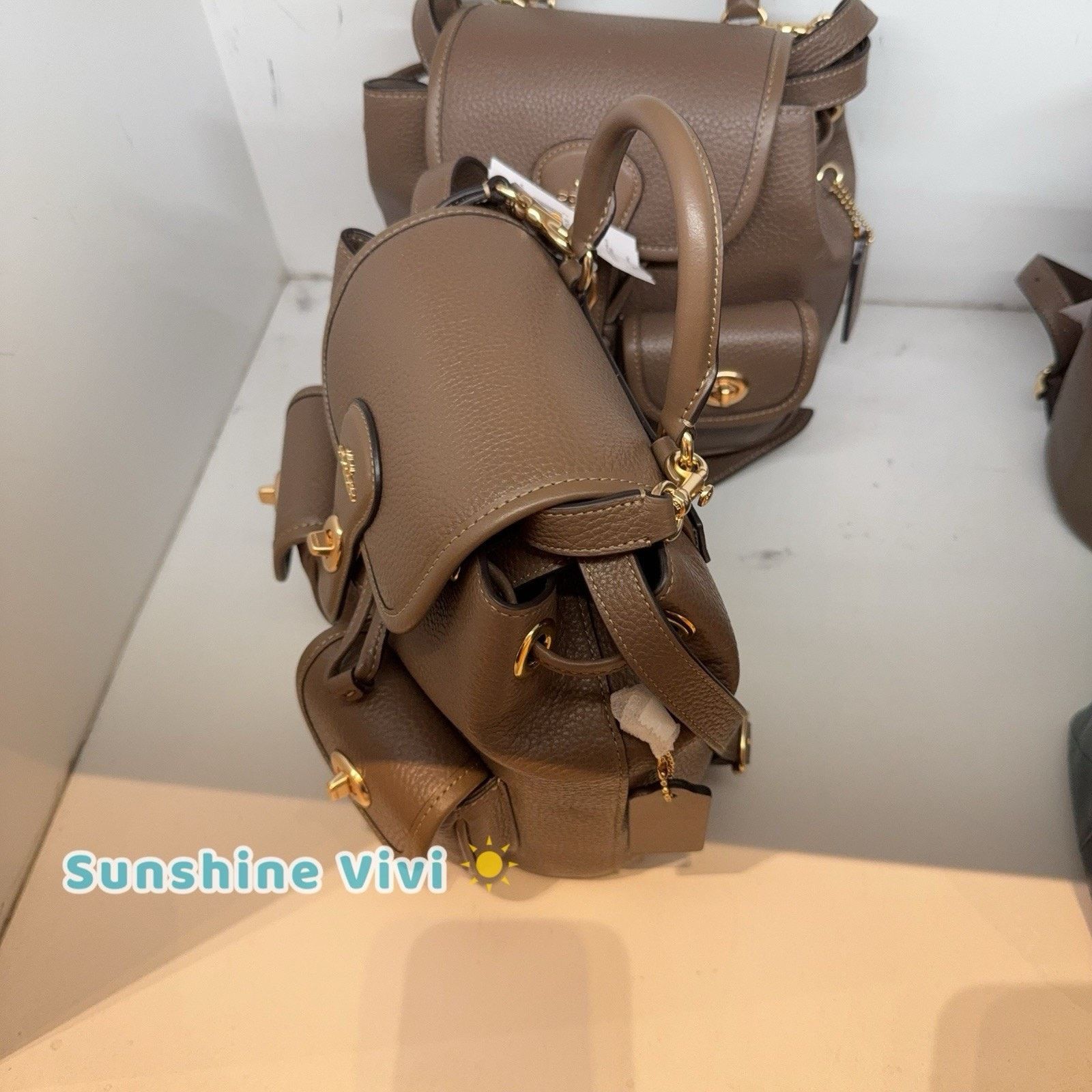 Coach NWT Coach Hadley Backpack CBH09 pebble leather Dark stone Size ONE SIZE - 6 Thumbnail