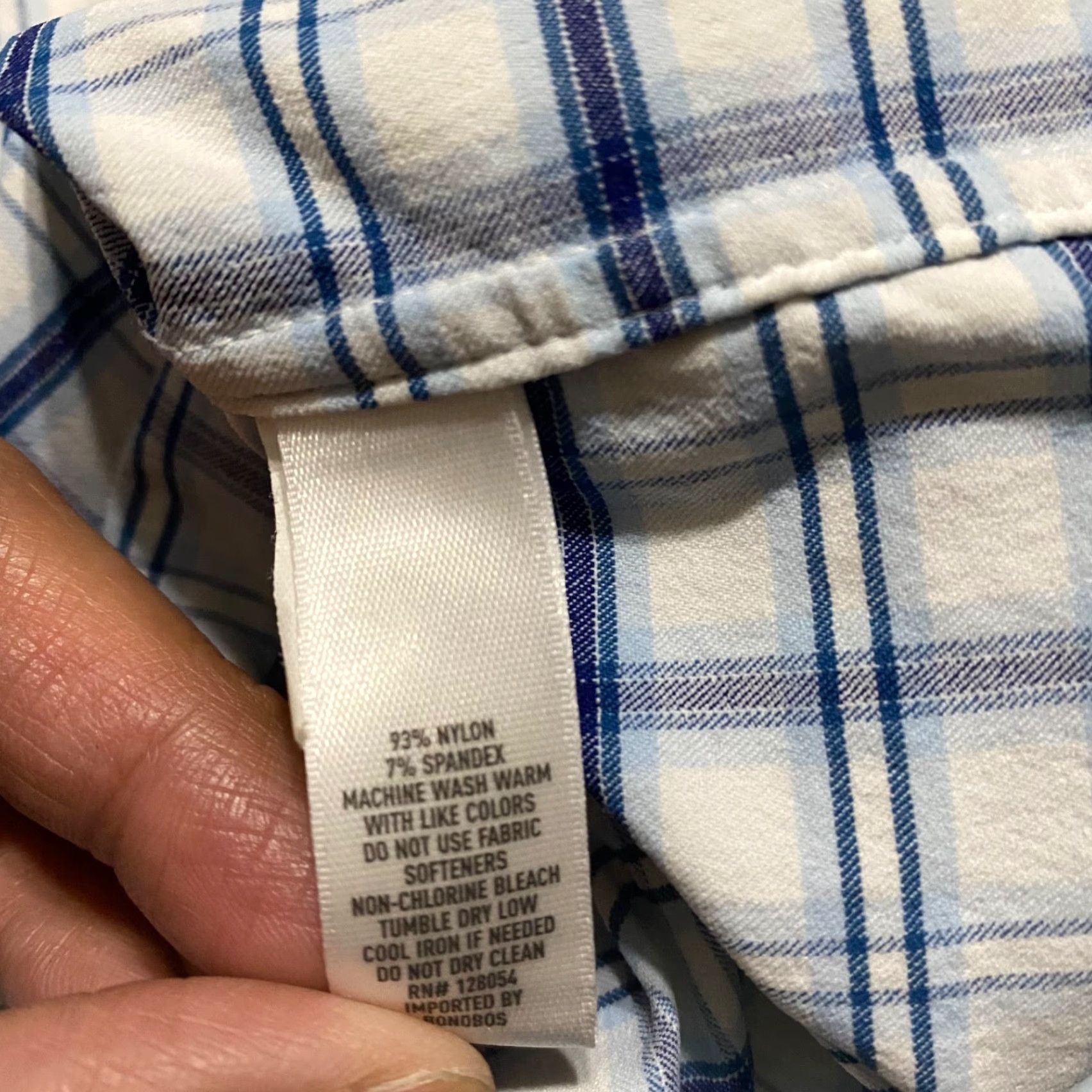 Bonobos Bonobos Mens Large Shirt Blue Plaid Check Long Sleeve Button-Front Nylon Size US L / EU 52-54 / 3 - 6 Thumbnail