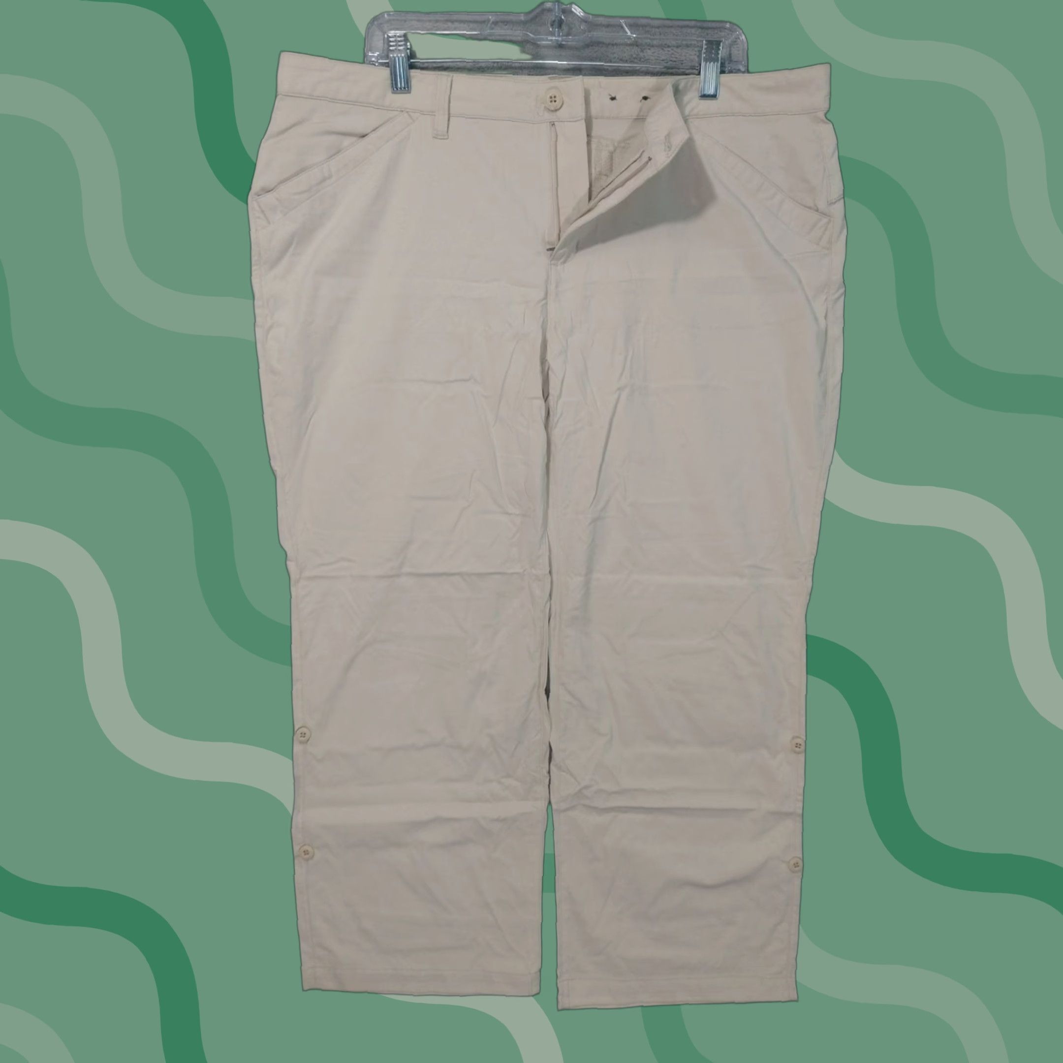 Eddie Bauer Eddie Bauer Pants Womens 16 Beige Travex Crop Roll Up Hiking Stretch Outdoor Cropped Straight Classic Casual Travel Nature 16 Womens Beige Pants Size 38" / US 16 / IT 52 - 1 Thumbnail