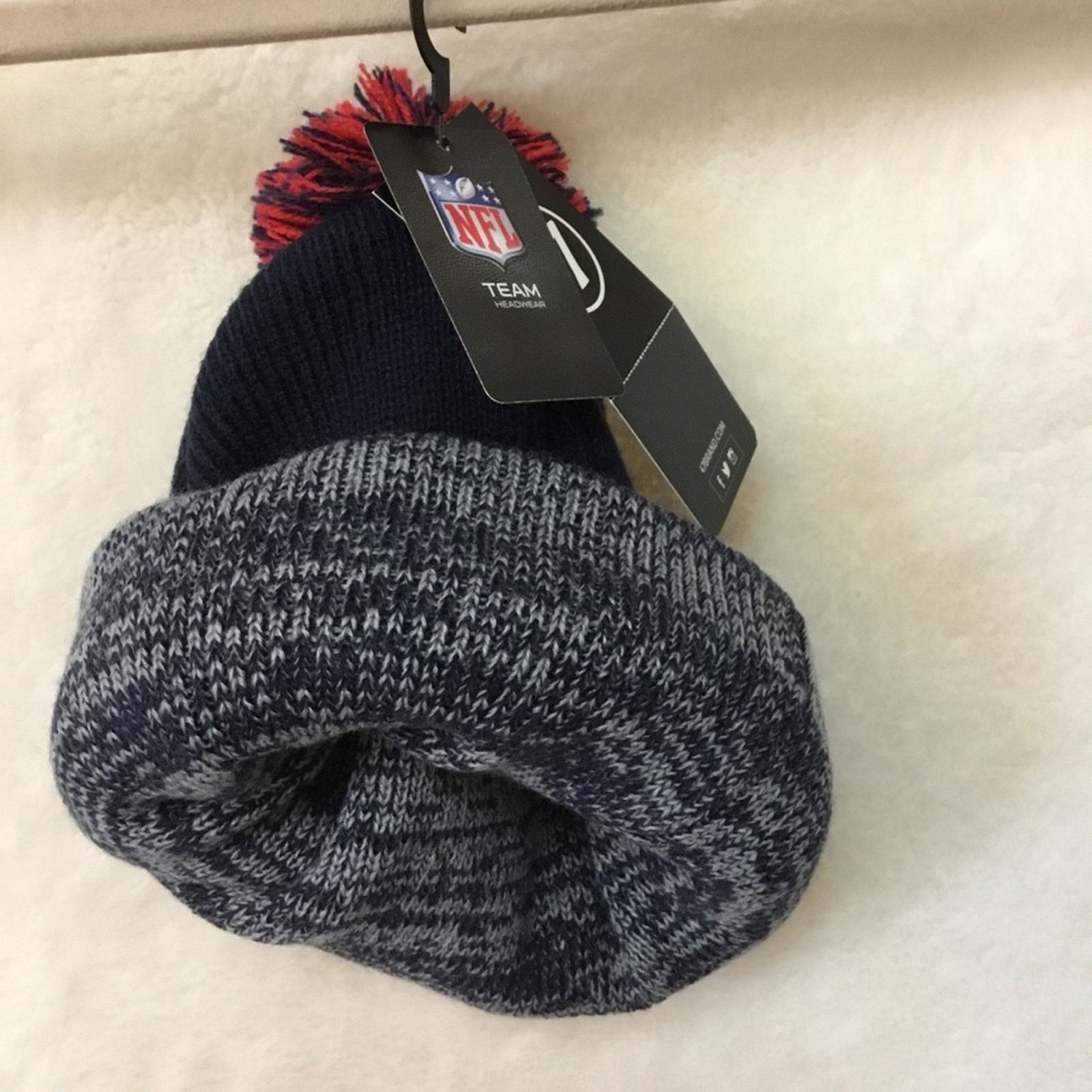NFL NFL Team 47 Patriots Gray Cuffed Knit Hat with Pom Size ONE SIZE - 3 Thumbnail