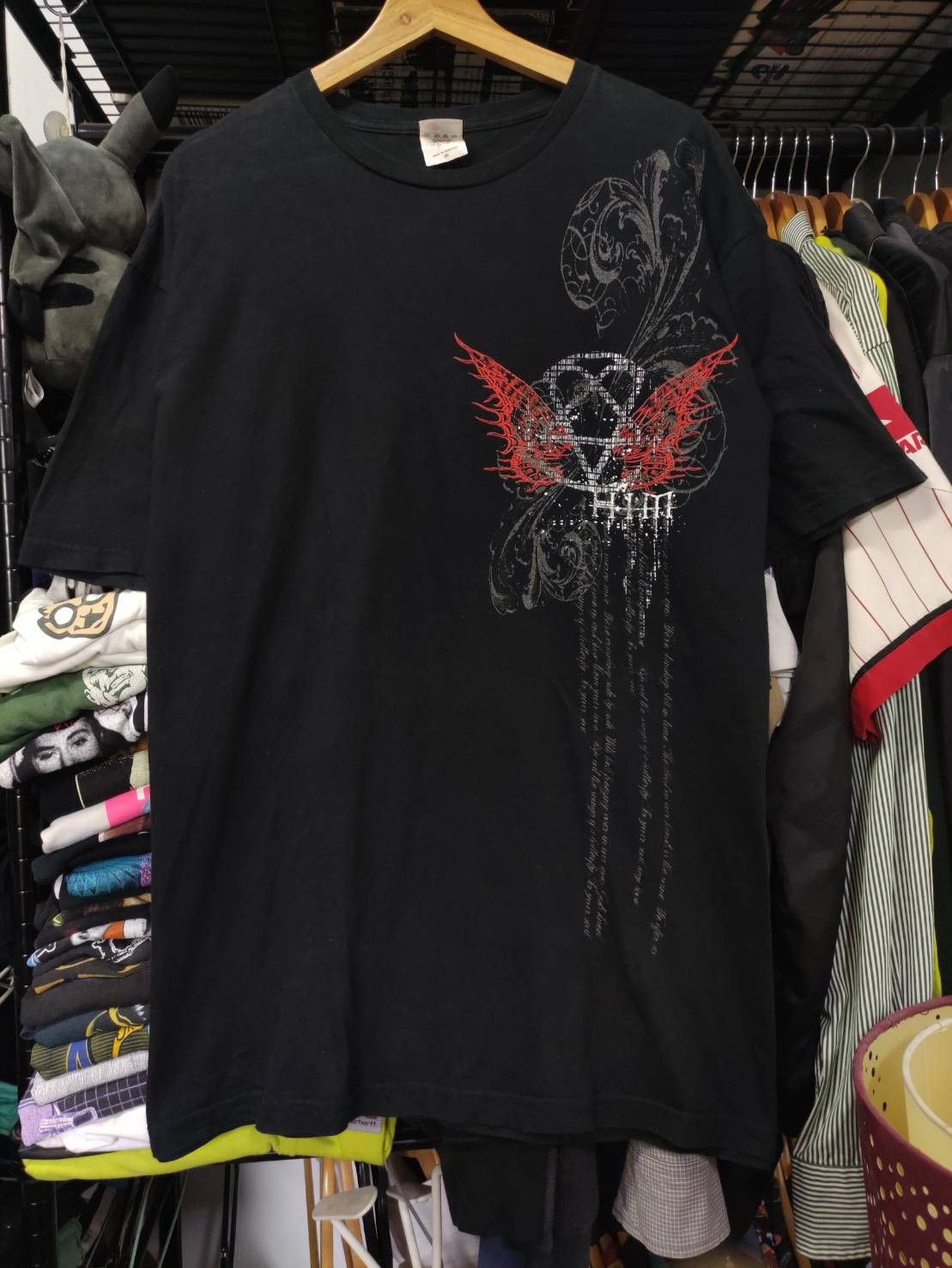 Band Tees Vtg 00's HIM Band " Heartagram Butterfly " T-Shirt Size US XXL / EU 58 / 5 - 2 Thumbnail