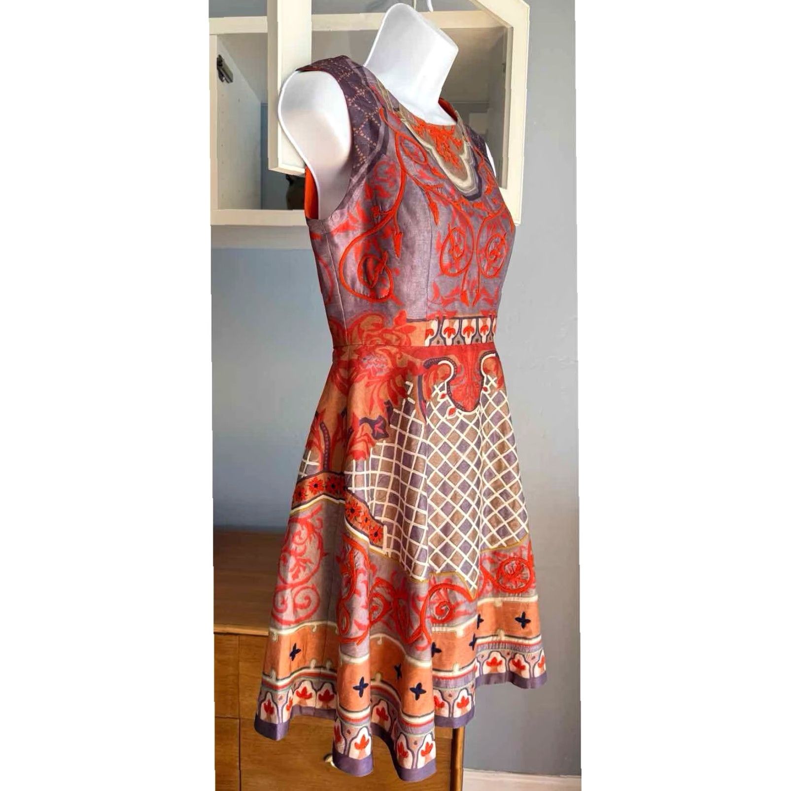 Anthropologie VINTAGE Anthropologie Pankaj & Nidhi Twilight Temple Dress Fit & Flare Sz 0 Size XS / US 0-2 / IT 36-38 - 3 Thumbnail