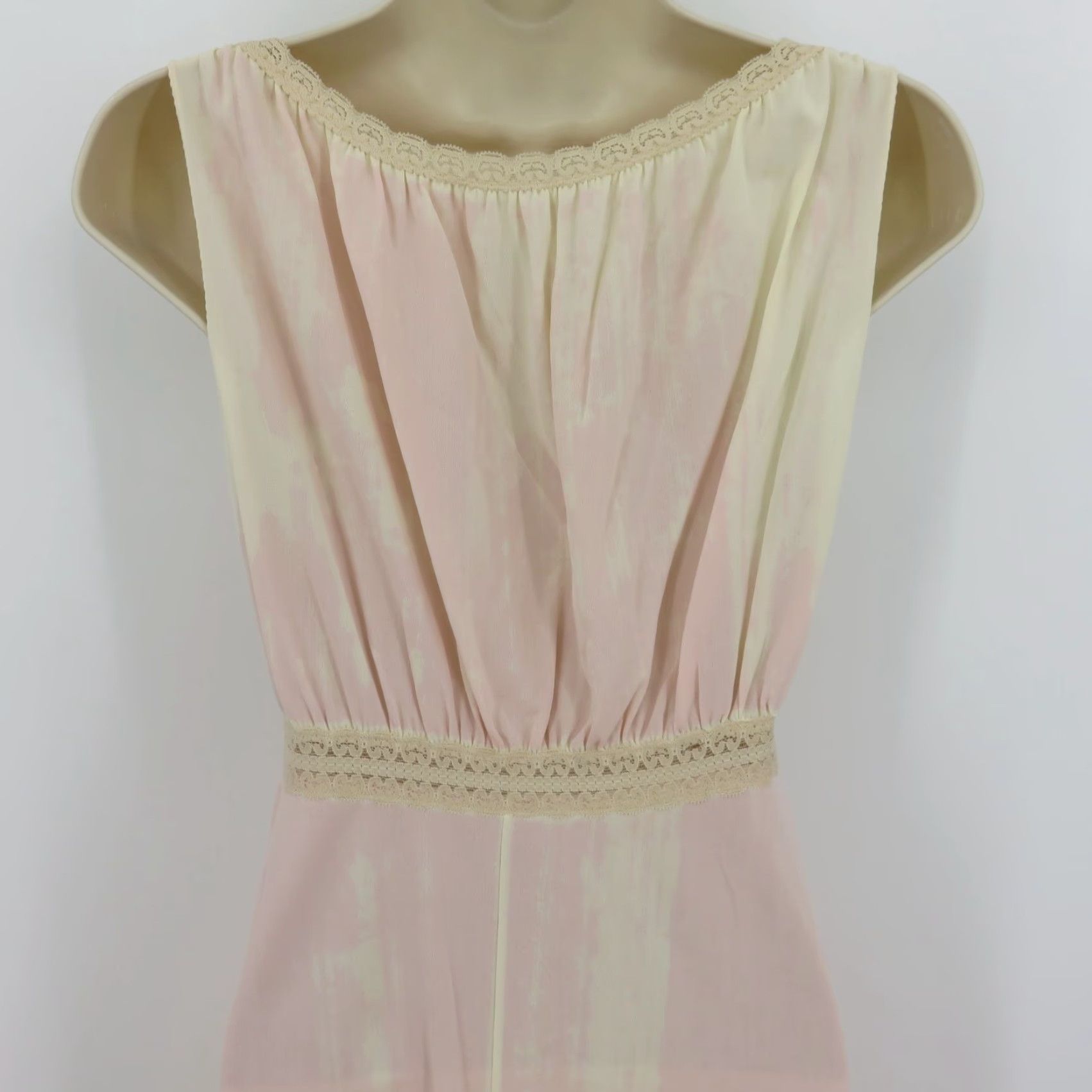 Vintage VTG Miss Elaine Nightgown Gown Pink Cream Lace Sleep Dress Sleeveless Pullover One Size Womens Vintage Pattern: Tie Dye Size ONE SIZE - 7 Thumbnail