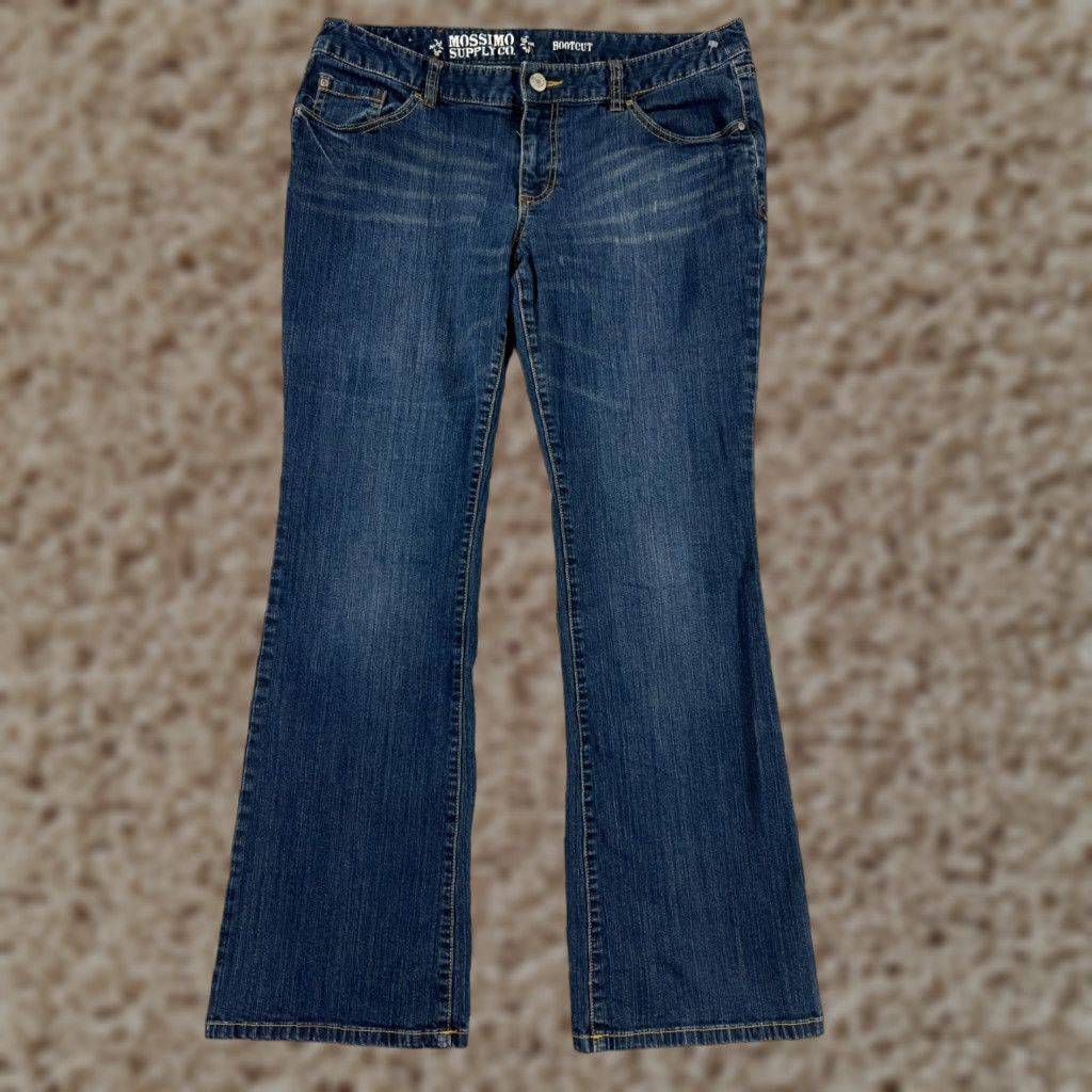 Mossimo Mossimo Jeans Womens 15 Blue Denim Bootcut Dark Wash Embroidered Cotton Size 36" / US 14 / IT 50 - 1 Thumbnail