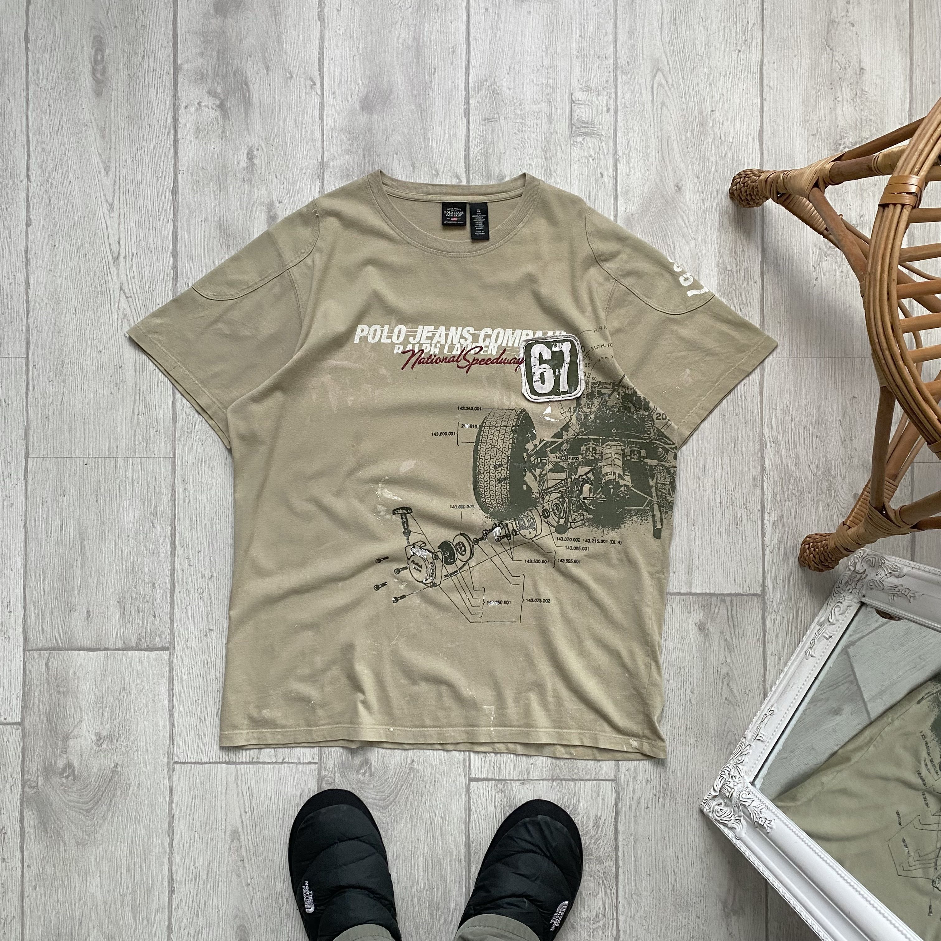 Polo Ralph Lauren Trashed 90s Polo Jeans Company racing team tee ferrari Size US XL / EU 56 / 4 - 1 Thumbnail