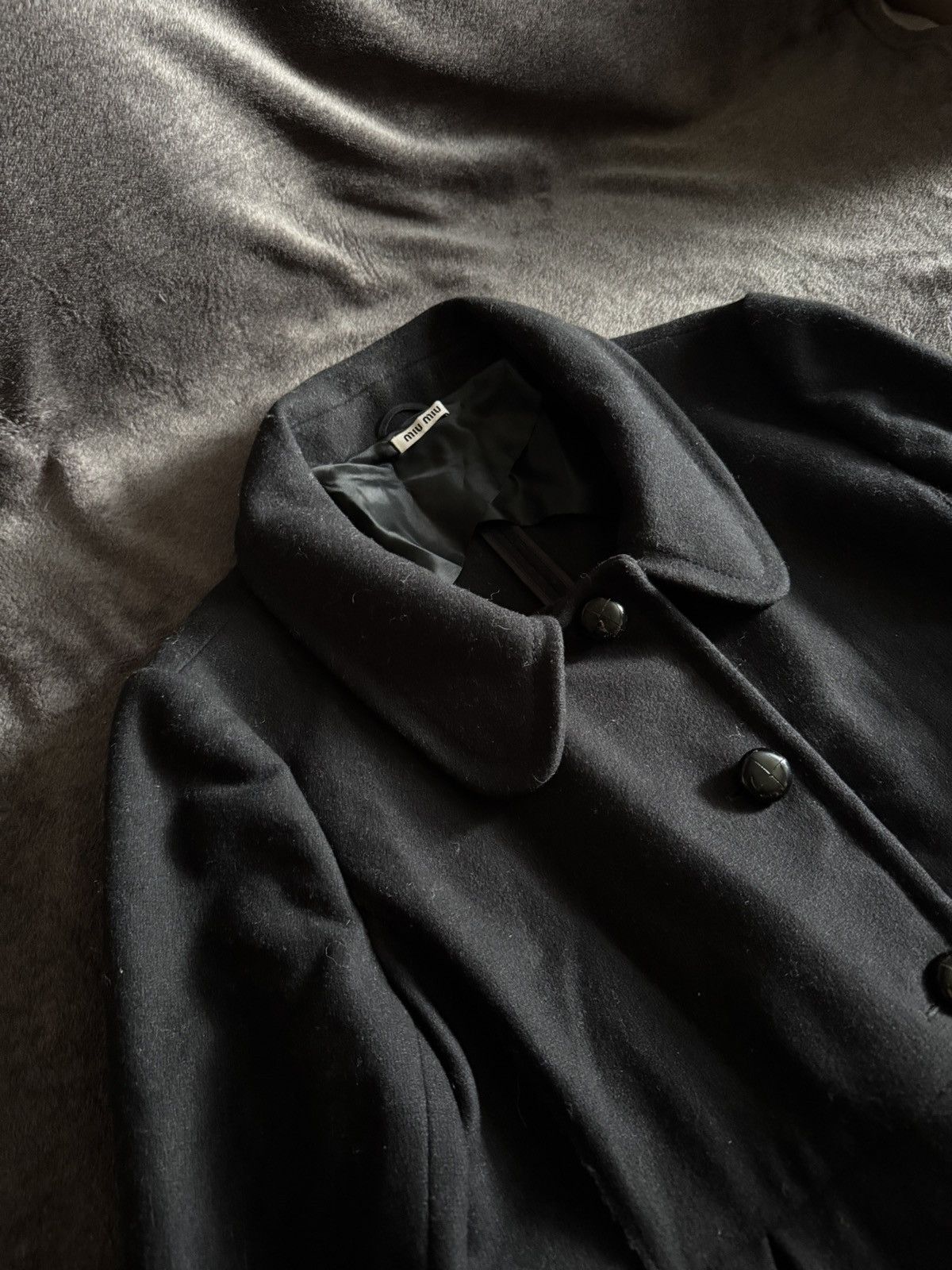Miu Miu Miu Miu luxury wool coat black Size L / US 10 / IT 46 - 2 Thumbnail