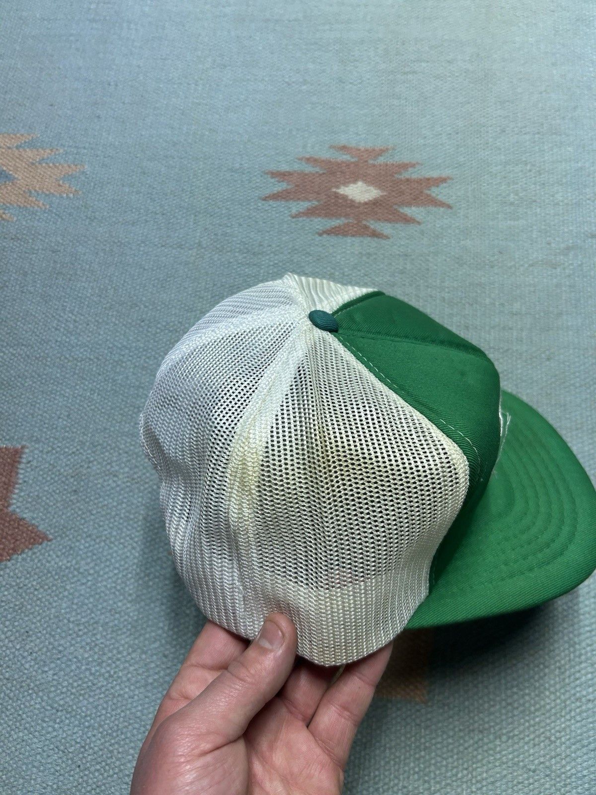 Vintage Vtg trucker hat mesh Era II patch green white 2 tone BROKEN Size ONE SIZE - 4 Thumbnail