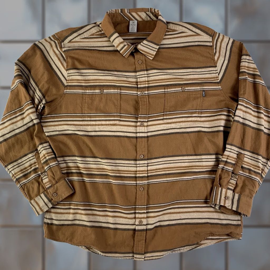 Hurley Hurley Shirt Long Sleeve Button-Up Mens XXL Brown Plaid Flannel Polycotton Size US XXL / EU 58 / 5 - 1 Thumbnail