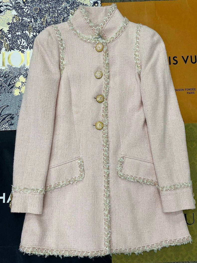 Chanel Chanel Pink Tweed Edge Coat Size US M / EU 48-50 / 2 - 1 Thumbnail