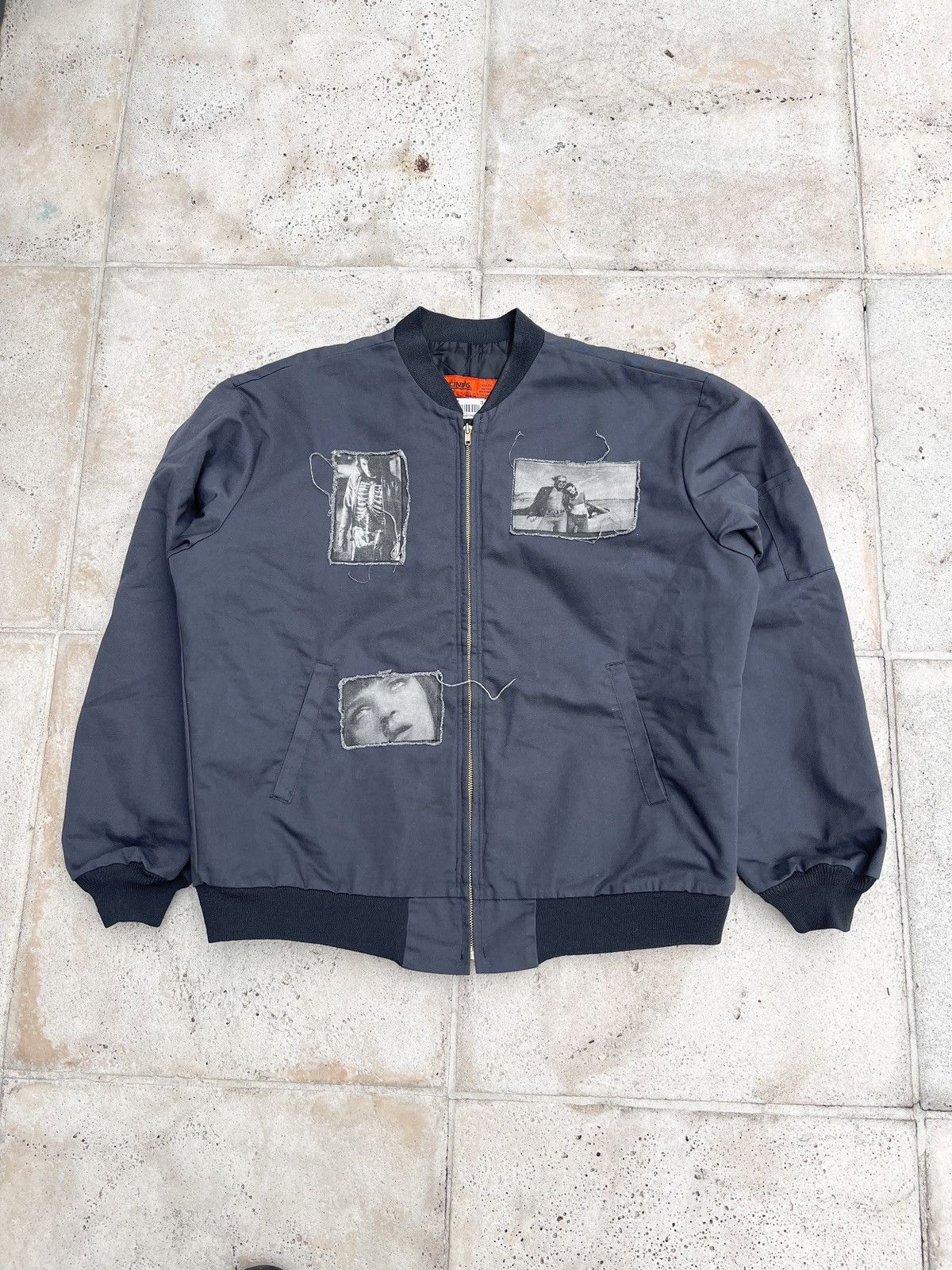 image of Movie x The Weeknd Vintage 90's Restricted Fl Bomber Jacket Patches Horror in Faded Black (Size Lar