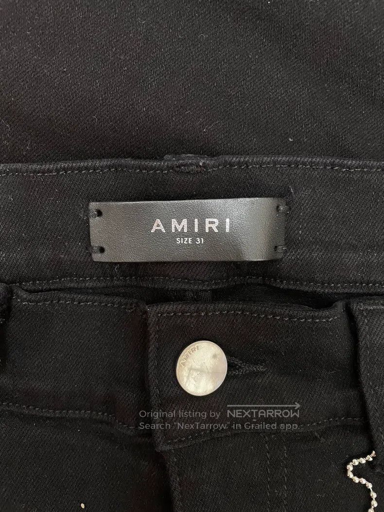 Amiri Amiri Black Ripped Patch Leather Denim Pants Size US 31 - 3 Thumbnail