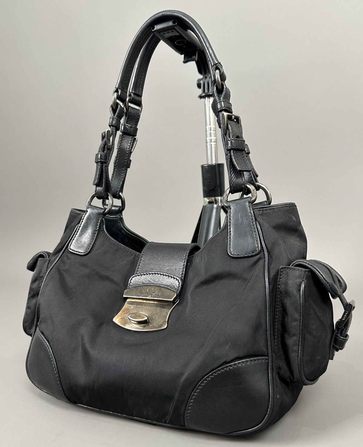 Prada Prada - Nylon/Leather Shoulder Bag - Small Sides Pocket Size ONE SIZE - 2 Thumbnail
