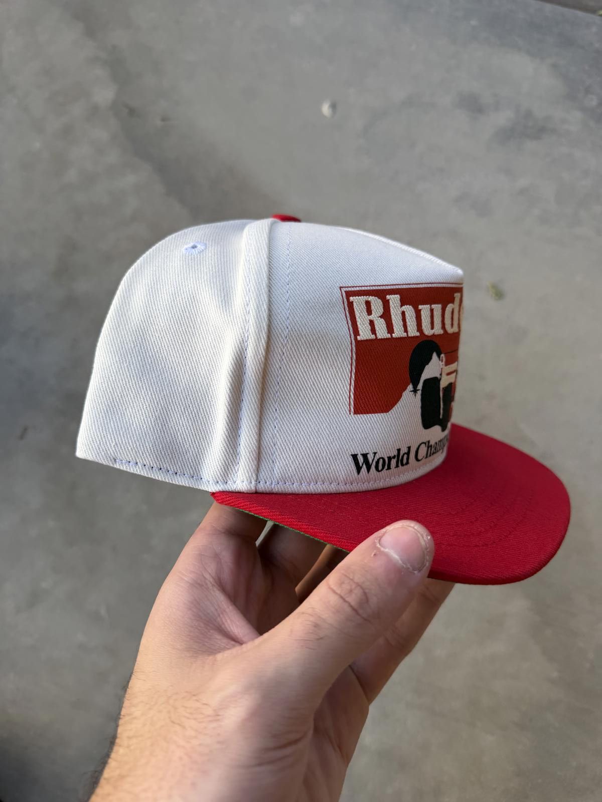Rhude Rhude Trophy Racing Hat White Red World Championship Hat Size ONE SIZE - 2 Thumbnail