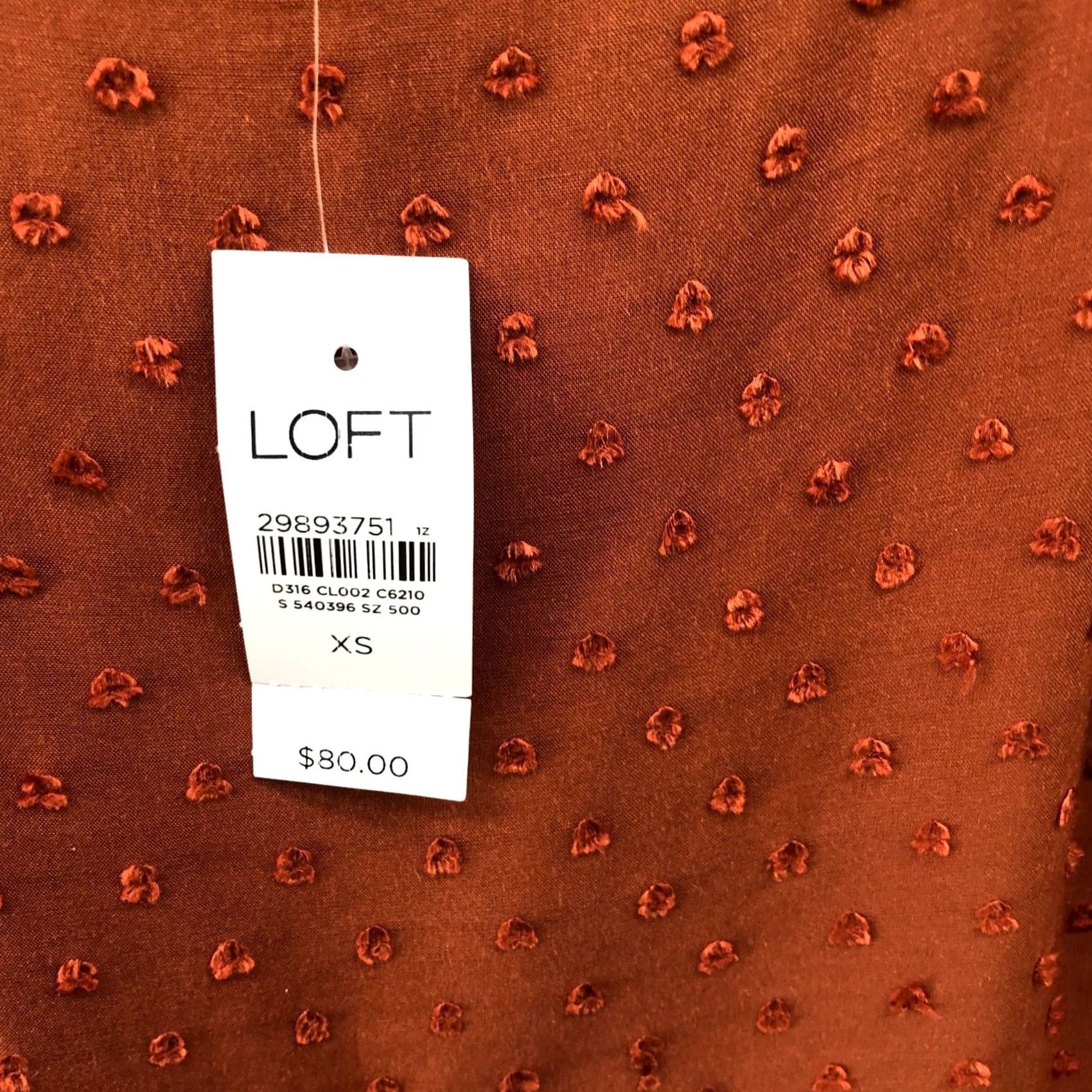 Loft NWT Loft Cami Dress XS Swing Swiss Dot Tan Terracotta Knee Length Relaxed Size XS / US 0-2 / IT 36-38 - 5 Thumbnail
