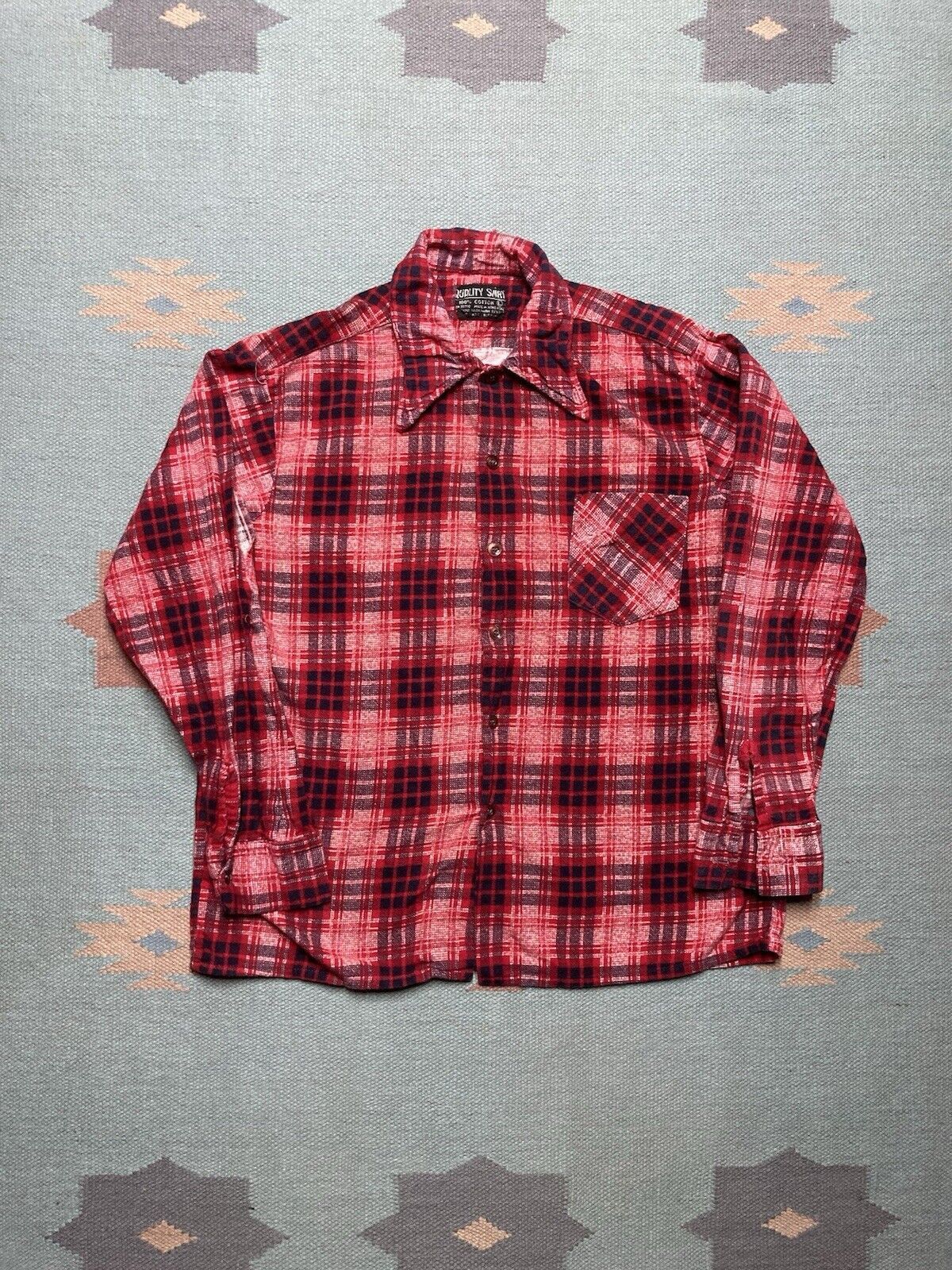 Vintage VTG 70s brushed cotton flannel shirt soft plaid distressed L Size US L / EU 52-54 / 3 - 1 Thumbnail