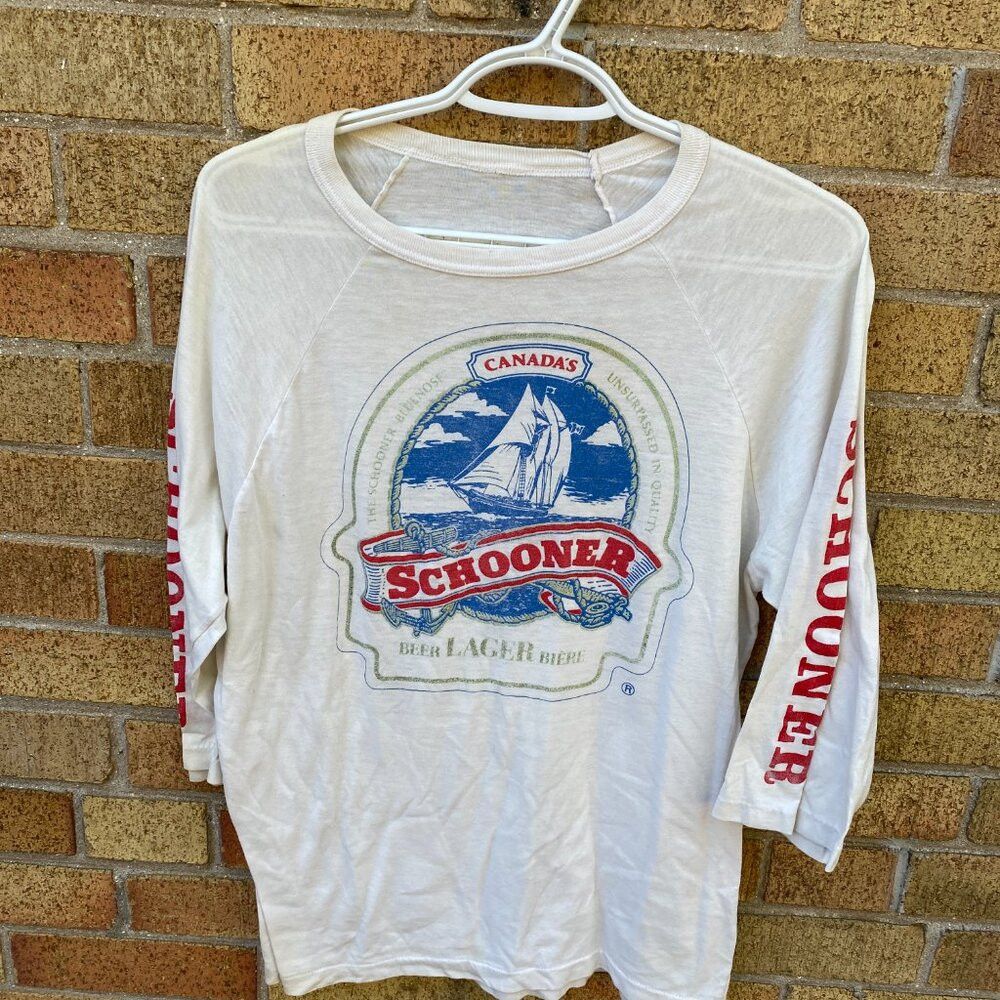 Vintage Vintage 1973 Schooner Beer Lager Promo T Shirt Large White Size US L / EU 52-54 / 3 - 3 Thumbnail