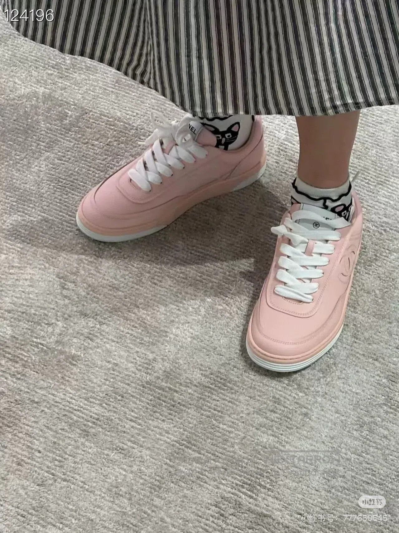 Chanel Chanel Pink Leather Sneakers. Size US 7 / IT 37 - 9 Thumbnail