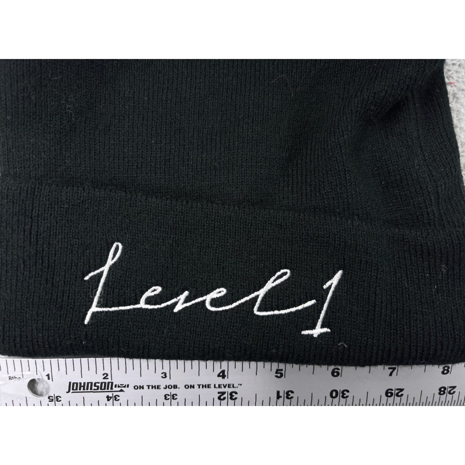 Vintage Level 1 Productions Beanie Hats Adult One Size Black Acrylic Knit Beanie Style Embroidered Ski Film Production Filmmaker Cinema Mens Size ONE SIZE - 2 Thumbnail
