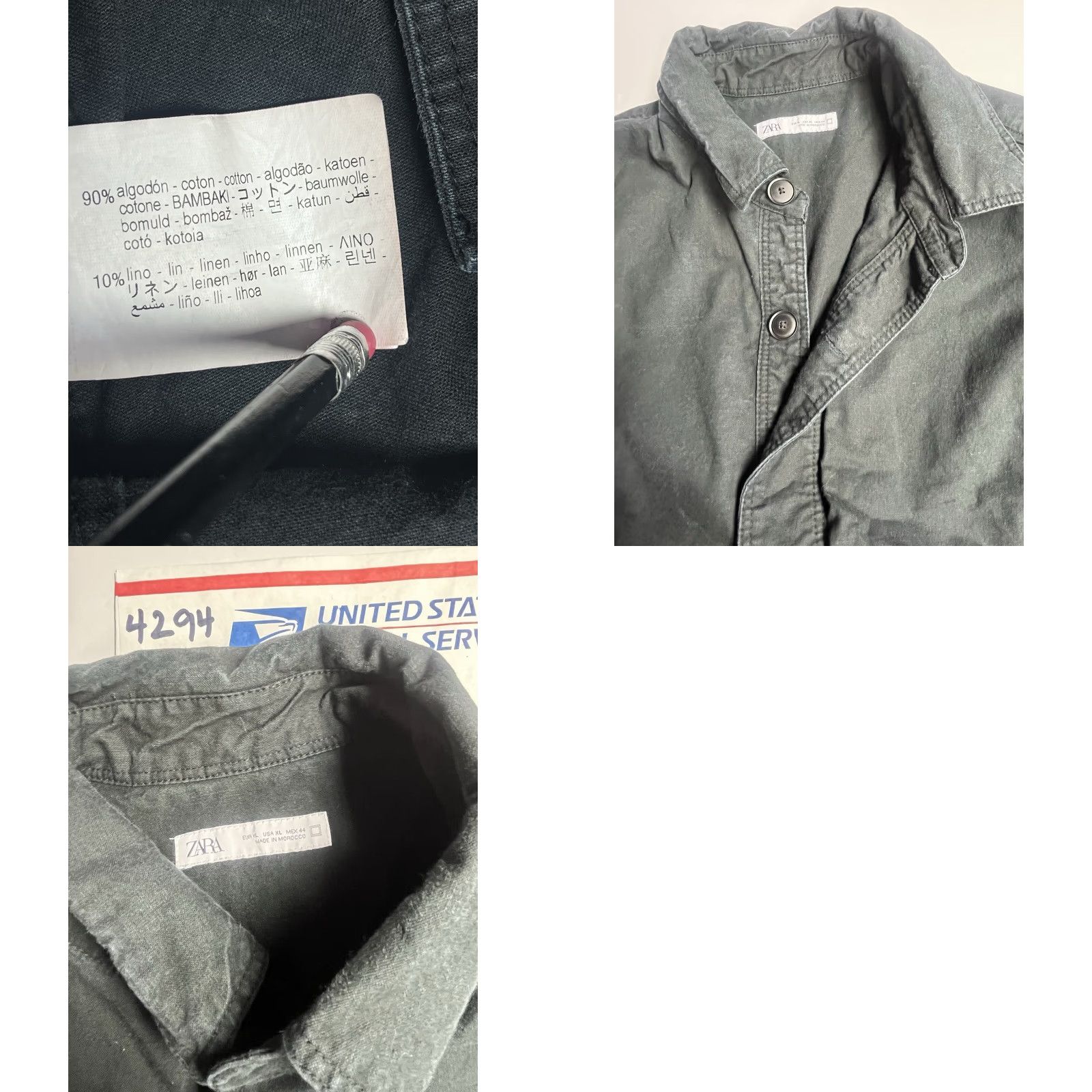 Zara ZARA Man Denim Jacket Black Pockets Size XL Button Jacket Coat Bomber Mens Casual Workwear Button Front Size US XL / EU 56 / 4 - 8 Thumbnail