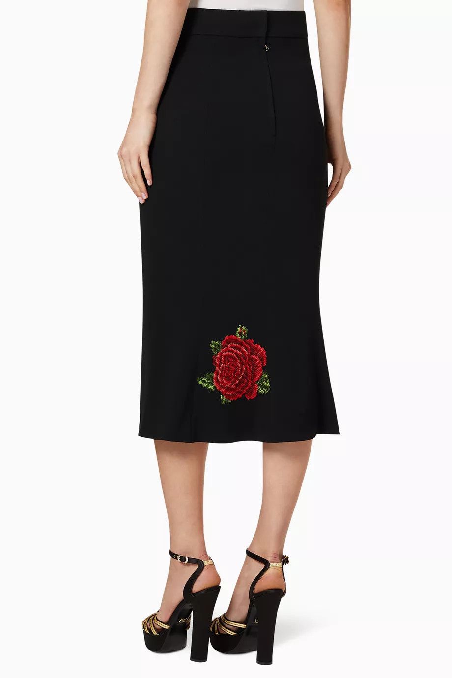 Dolce & Gabbana o1y0925 Floral-Print Midi Skirt in Black Size 25" / US 0 / IT 36 - 3 Thumbnail
