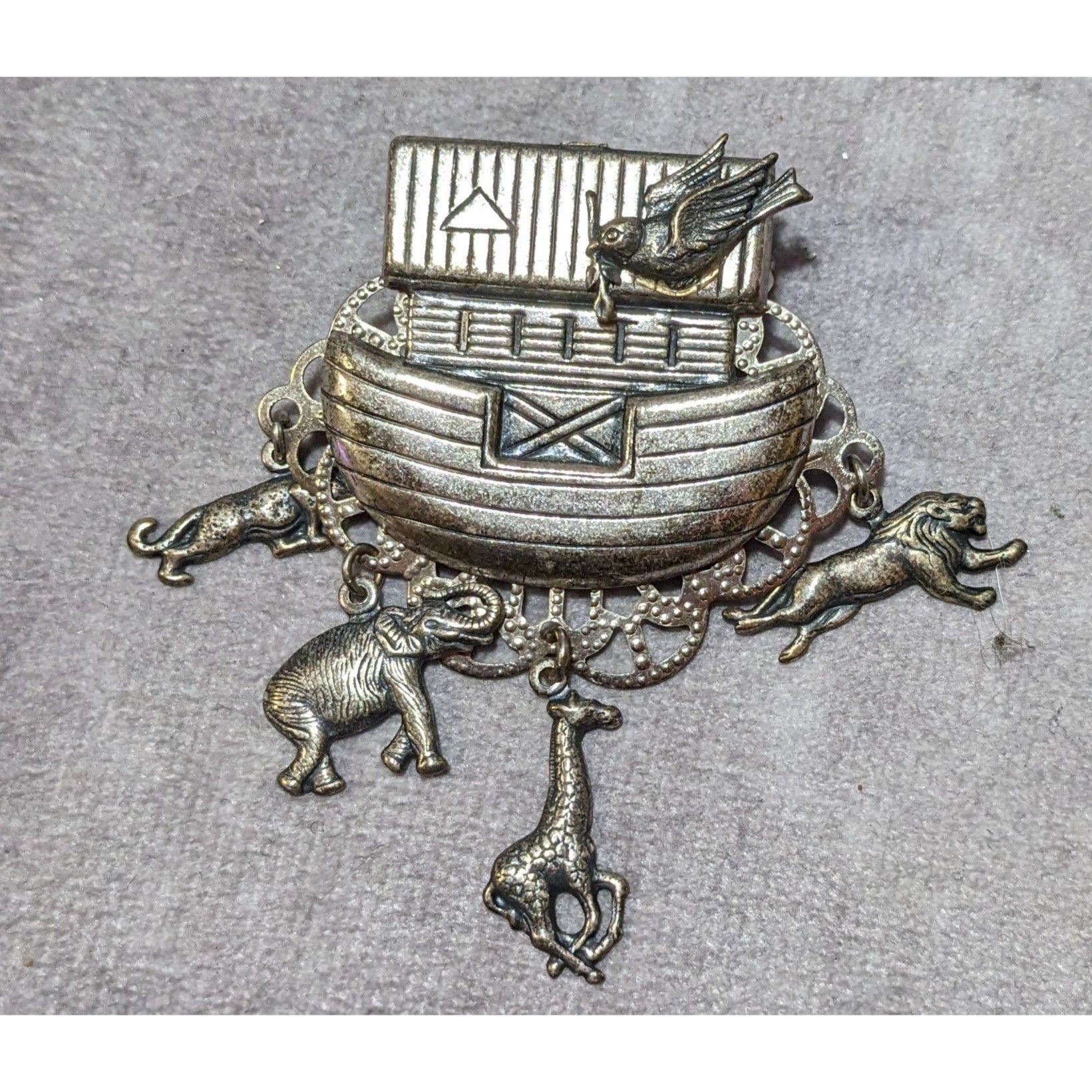 Other Vintage Noah's Ark Silver Tone Animal Charm Brooch Size ONE SIZE - 4 Thumbnail