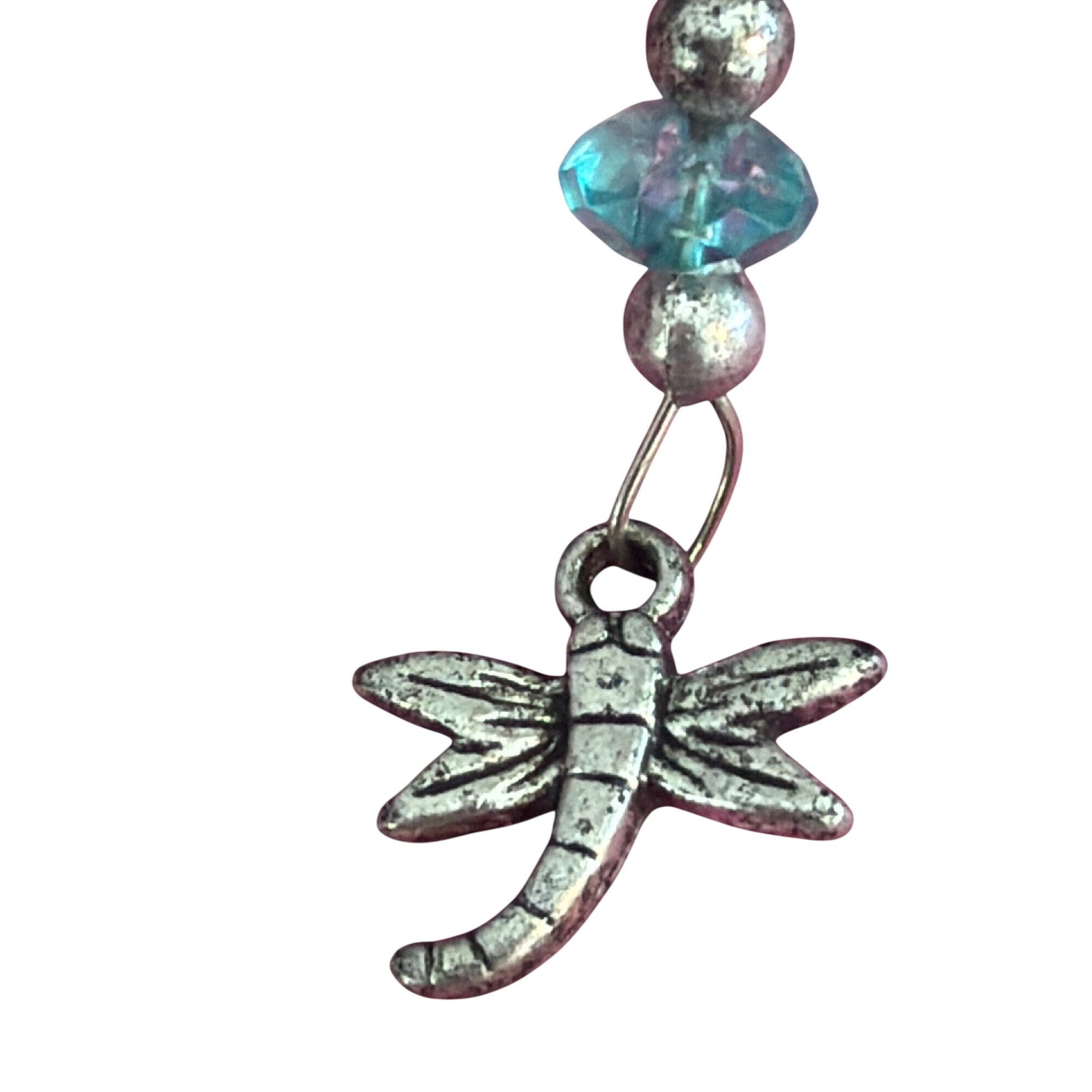 Other Turkish Evil Eye Ceramic Bead Keychain Dragonfly Silver Tone Size ONE SIZE - 2 Thumbnail