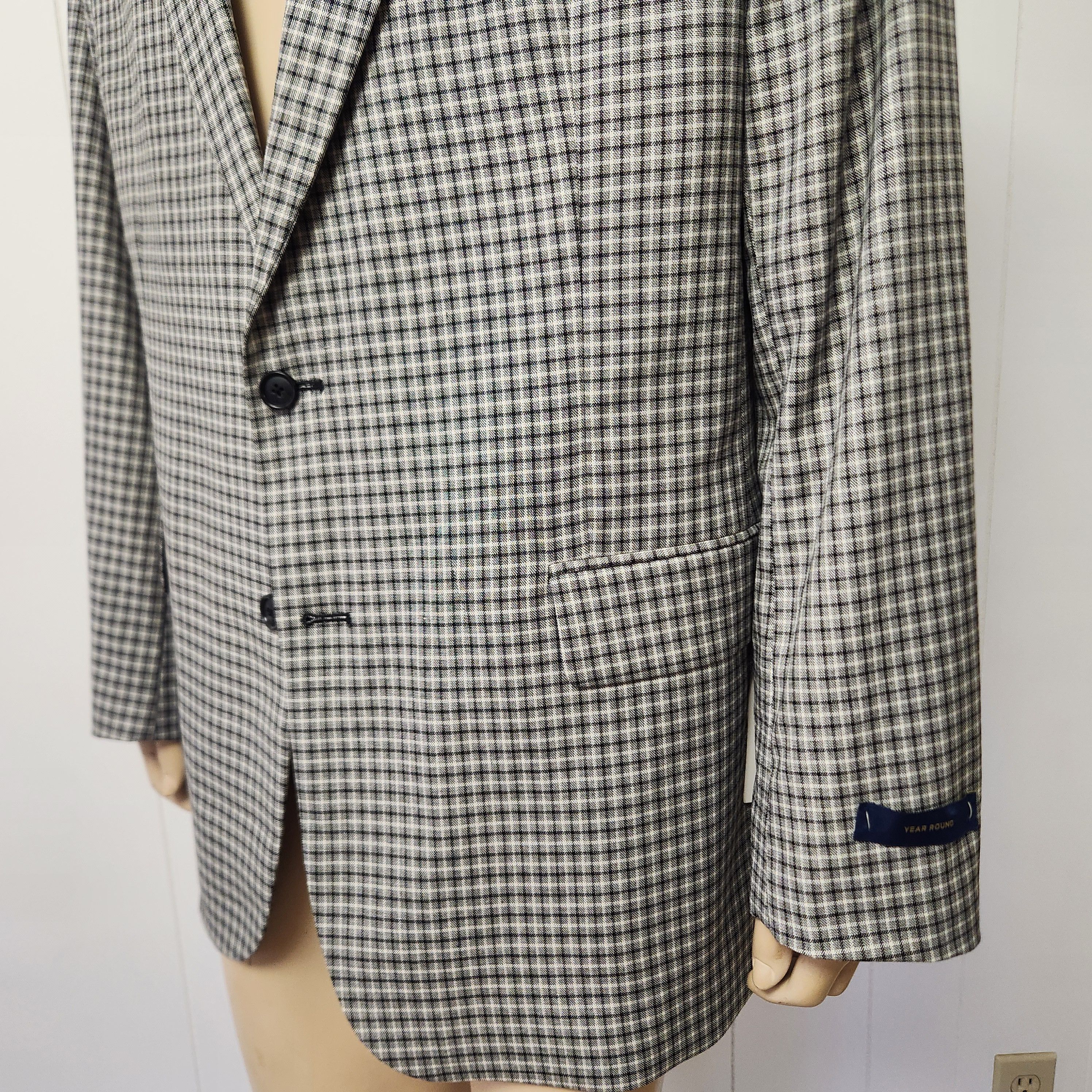 Stafford NWT Stafford sport coat 46R men's black white check Size 46R - 4 Thumbnail