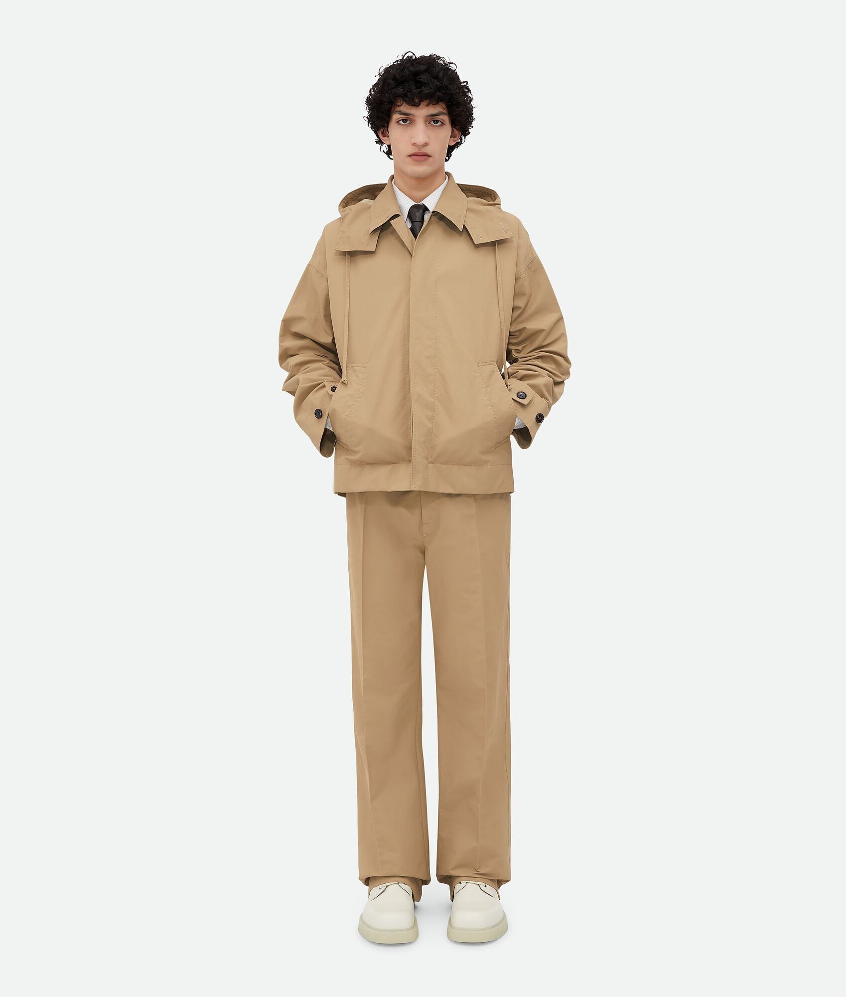 Bottega Veneta o1w1db10825 Tech Cotton Blouson Jacket Desert Taupe/Oatmeal Size US L / EU 52-54 / 3 - 4 Thumbnail