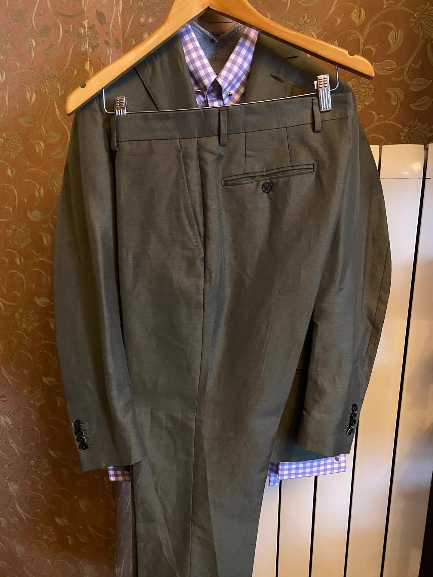 Luigi Bianchi LBM Handmade Linen Two-Piece Suit Avocado Green Size 48R - 5 Thumbnail