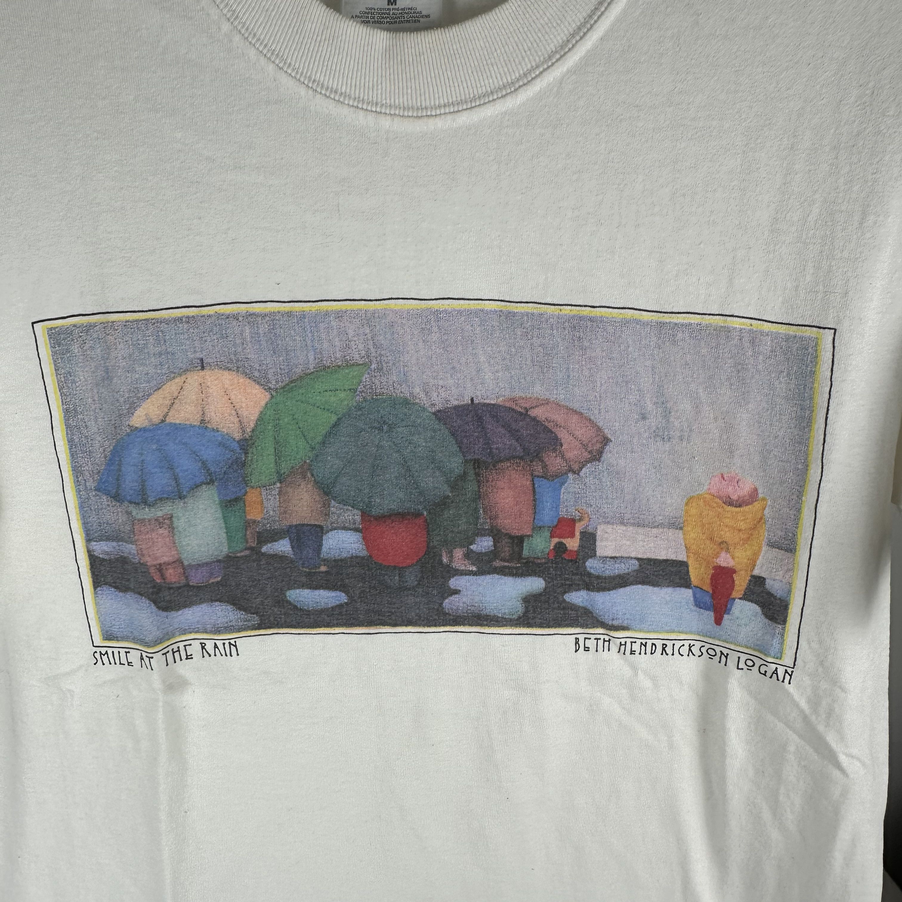 Vintage 90s Beth Hendrickson Logan Smile At The Rain Artwork T-shirt Size US M / EU 48-50 / 2 - 2 Thumbnail