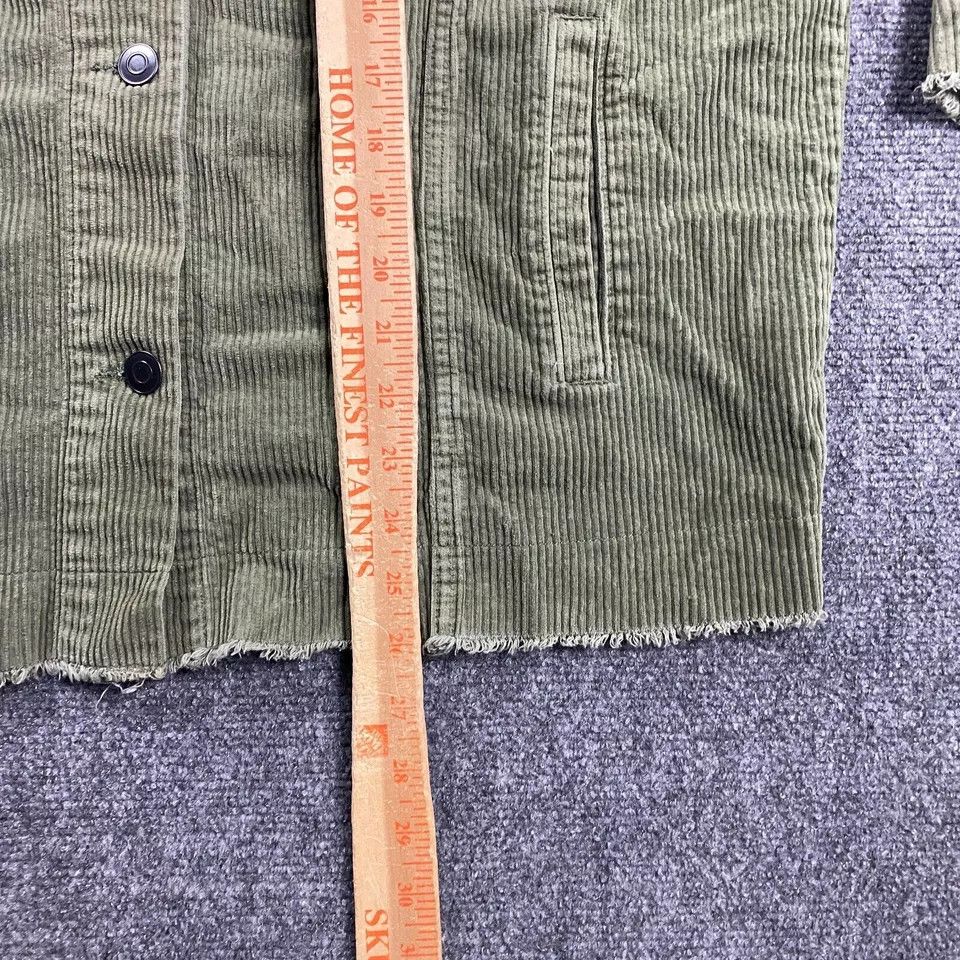 Zara Zara Jacket Womens Small Corduroy Green Trucker Frayed Size S / US 4 / IT 40 - 4 Thumbnail