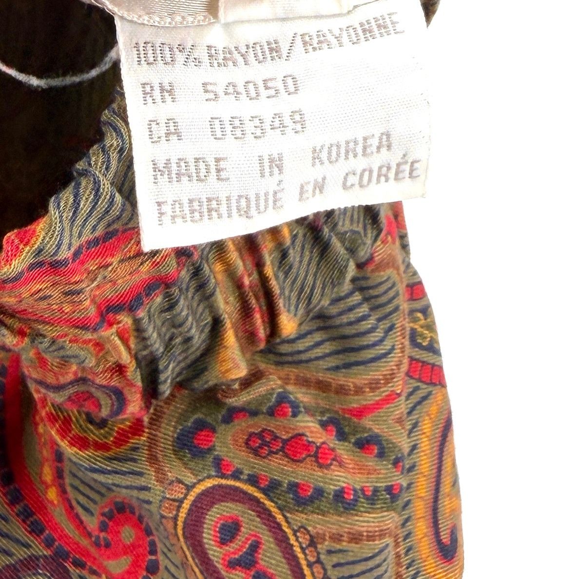 Jones New York Vintage 80s Olive Red Paisley 100% Rayon Circle Skirt Size 30" / US 8 / IT 44 - 8 Thumbnail