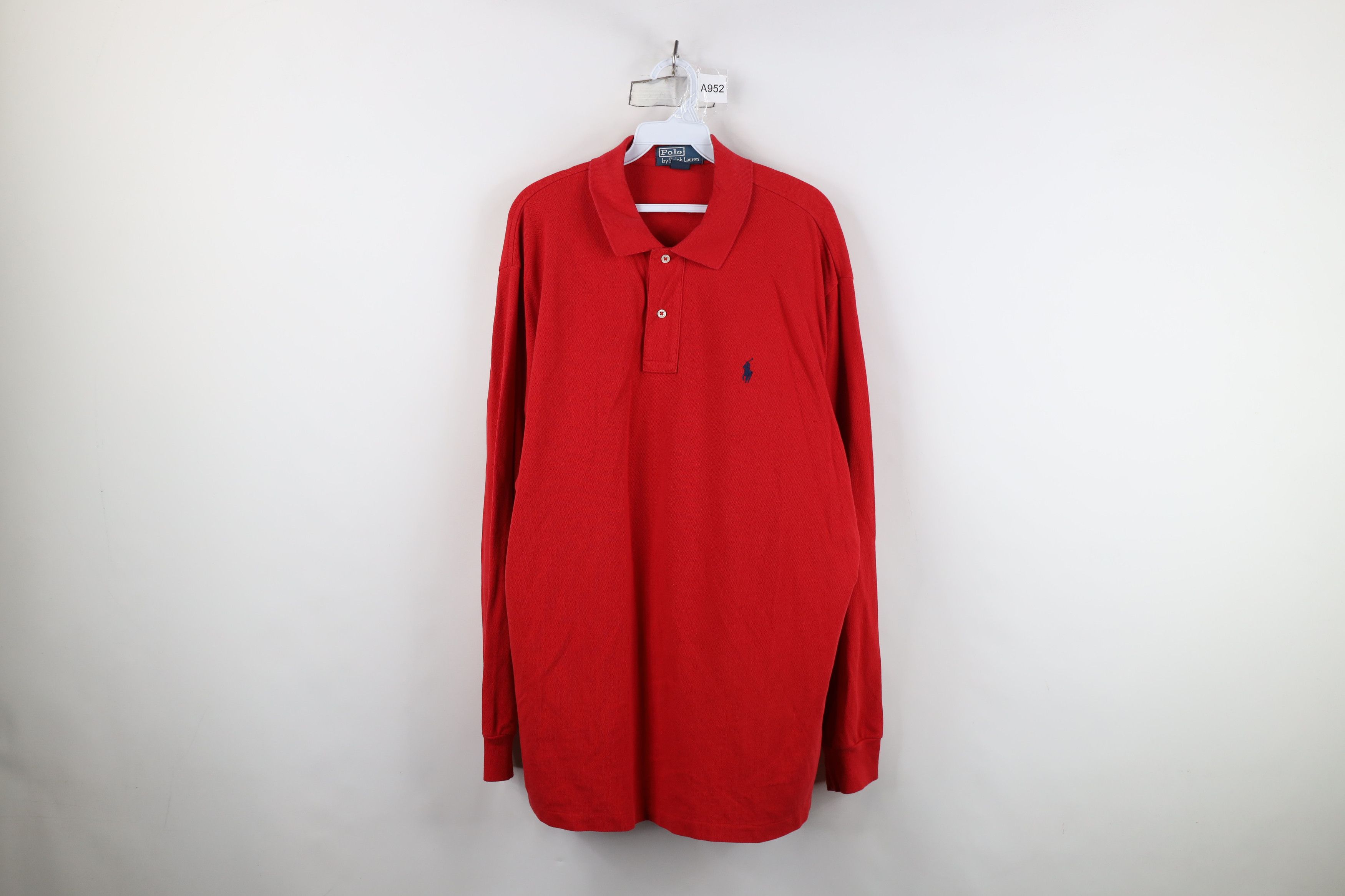 Ralph Lauren Vintage 90s Ralph Lauren Cotton Rugby Long Sleeve Polo Red Size US XL / EU 56 / 4 - 1 Thumbnail