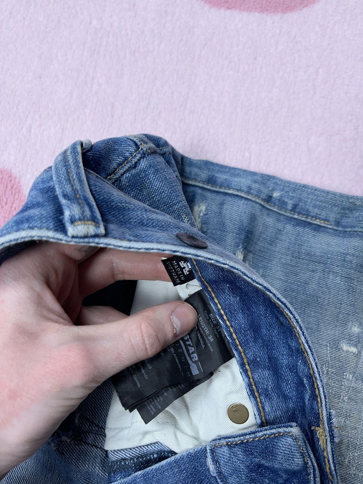 G-Star × Vintage ➕ vintage sick distressed g star raw light blue faded jeans Size US 33 - 5 Thumbnail