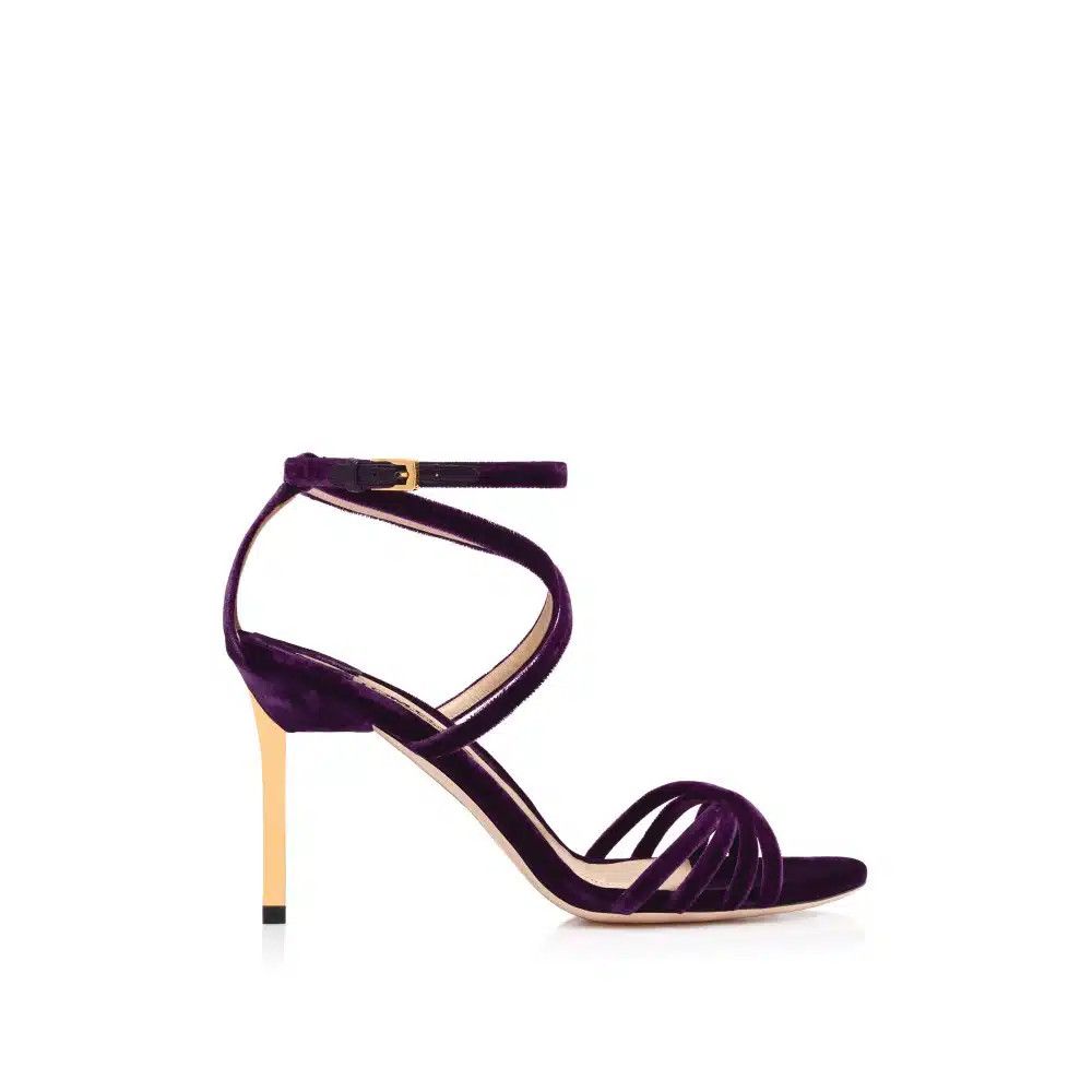 Tom Ford o1loc1c0825 W3551 Ida Velvet Sandals in Purple Size US 11 / IT 41 - 1 Thumbnail