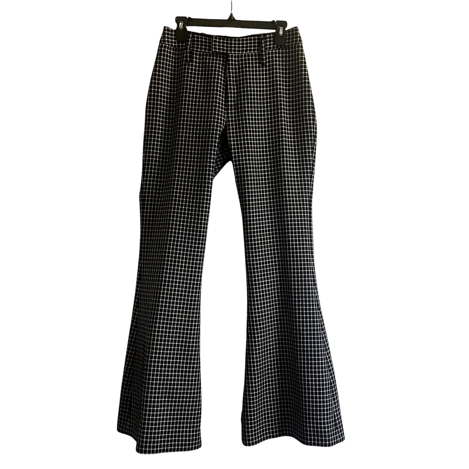 SMYTHE Smythe White Black Grid Plaid Bootcut Pants Size 6 Wool Size 28" / US 6 / IT 42 - 2 Thumbnail