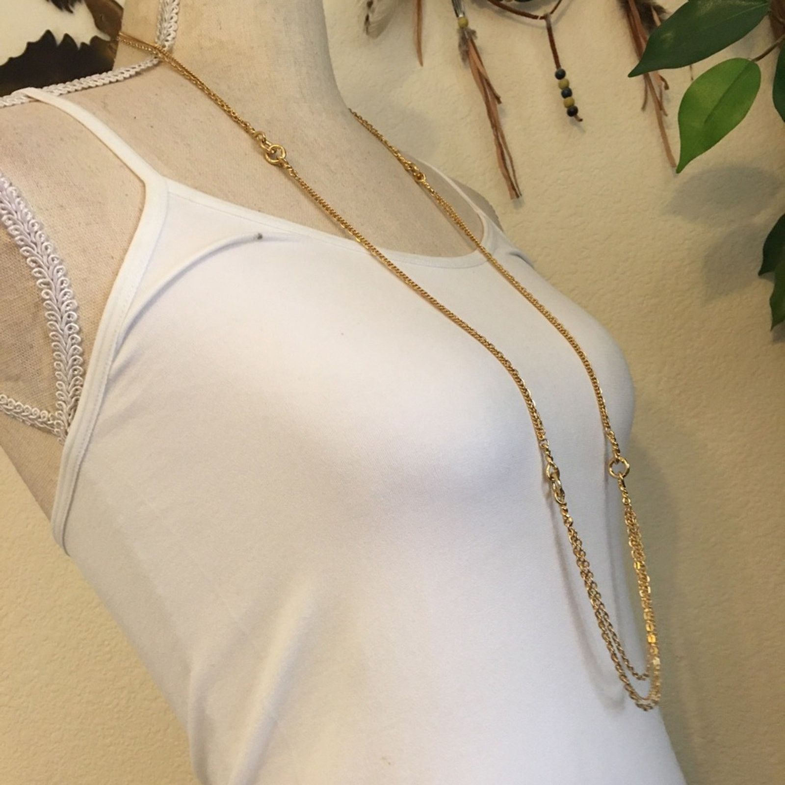 Vintage Vintage shiny gold multi strand chain necklace Size ONE SIZE - 2 Thumbnail