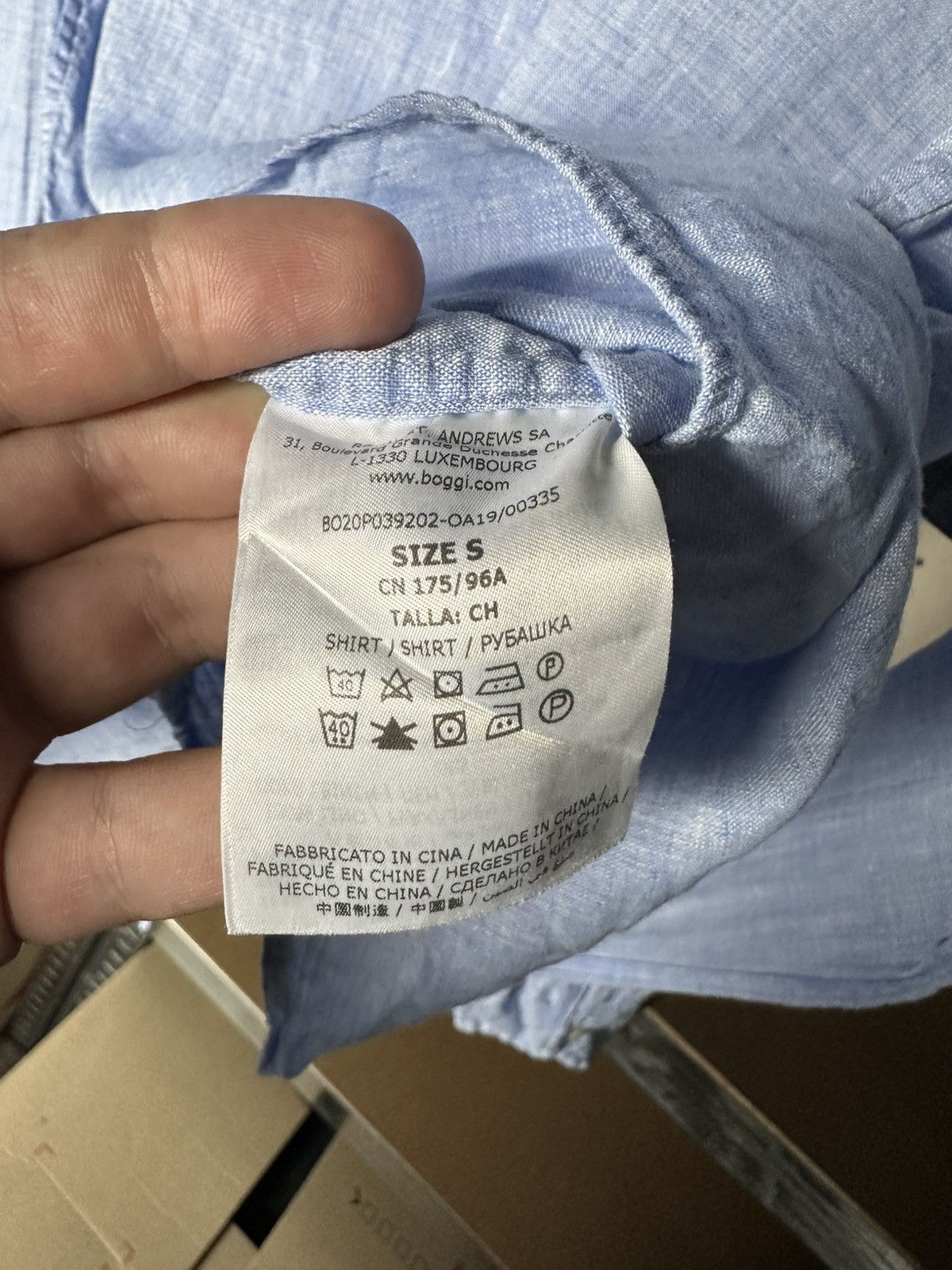 Boggi Boggi Milano Linen Shirt Men S Blue Button Down Long Sleeve Size US S / EU 44-46 / 1 - 6 Thumbnail