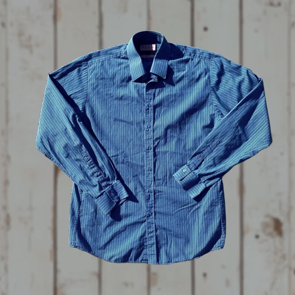 Vintage Thomas Pink Mens Dress Shirt 16.5 Blue Pinstripe Classic Shirt Mens Regular Long Sleeve Button Cuff Size US XL / EU 56 / 4 - 1 Thumbnail