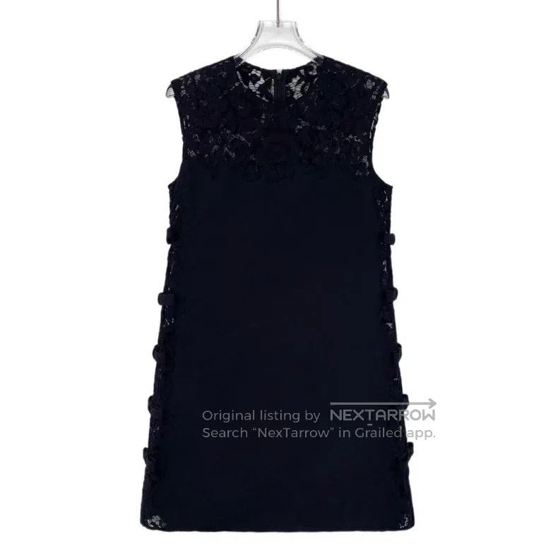 Valentino Valentino Black floral lace panelled cotton crew neck sle Size S / US 4 / IT 40 - 1 Thumbnail