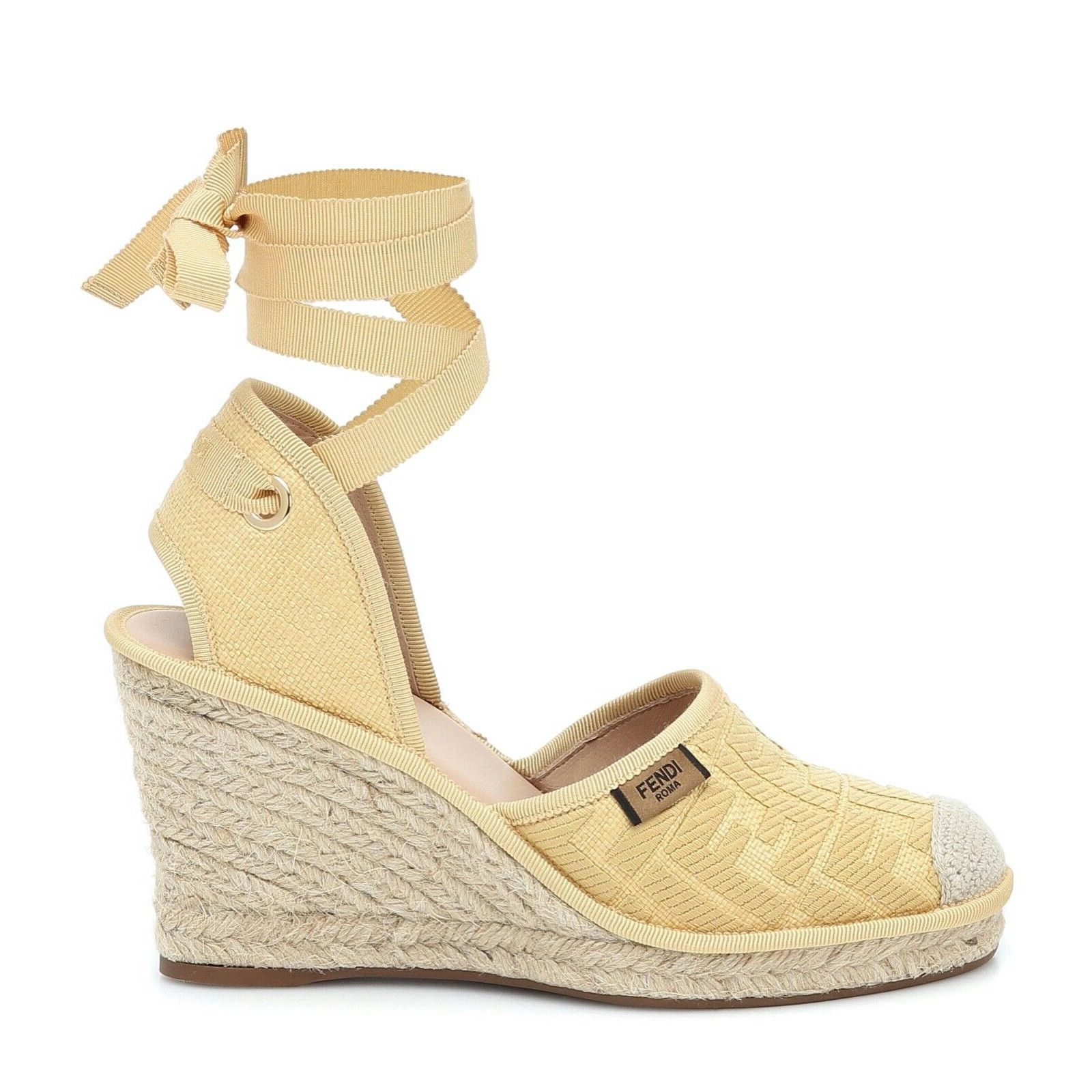 Fendi Roma FF Logo Ankle Strap Lace Up Sandal Wedge Heel 41 Size US 11 / IT 41 - 1 Thumbnail