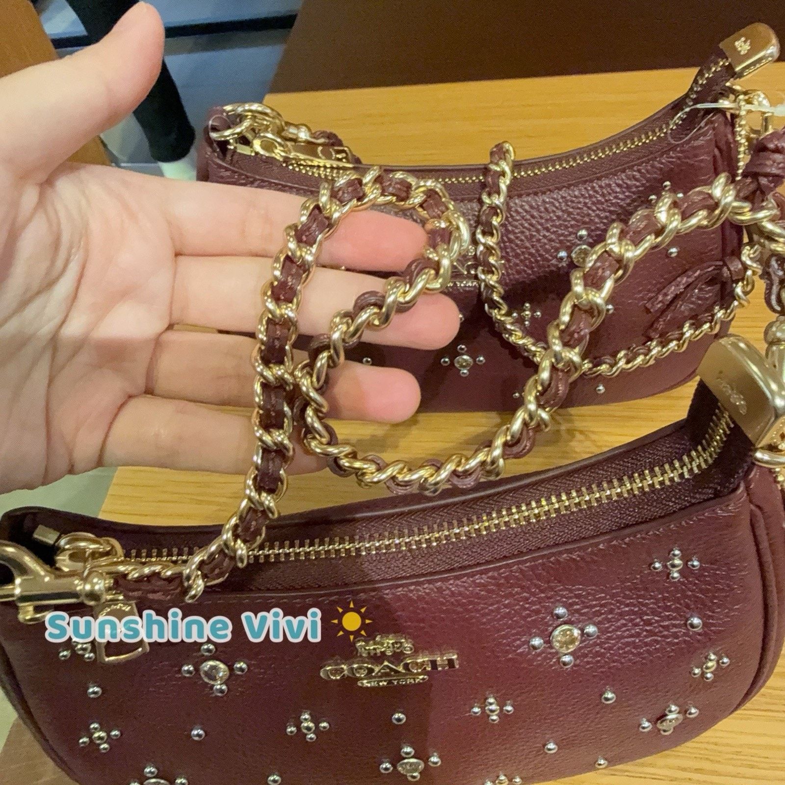Coach NWT Coach Teri Mini Crossbody Bag Crystals CCE43 Dark Wine Size ONE SIZE - 5 Thumbnail