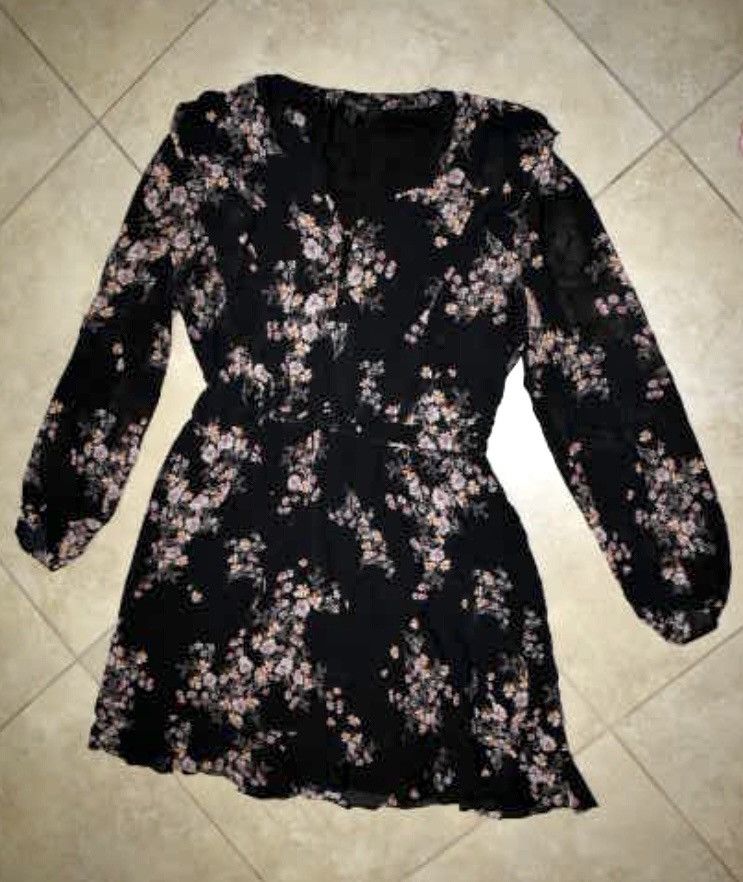 Other Ever New Nordstrom Ruffle Long Sleeve Elastic Dress Size L / US 10 / IT 46 - 1 Thumbnail