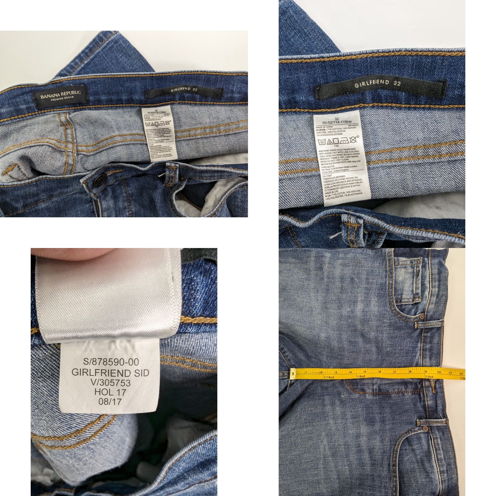 Banana Republic Banana Republic Premium Denim Side Stripe Girlfriend Blue Jeans Women’s 32 Size 24" / US 00 / IT 34 - 8 Thumbnail
