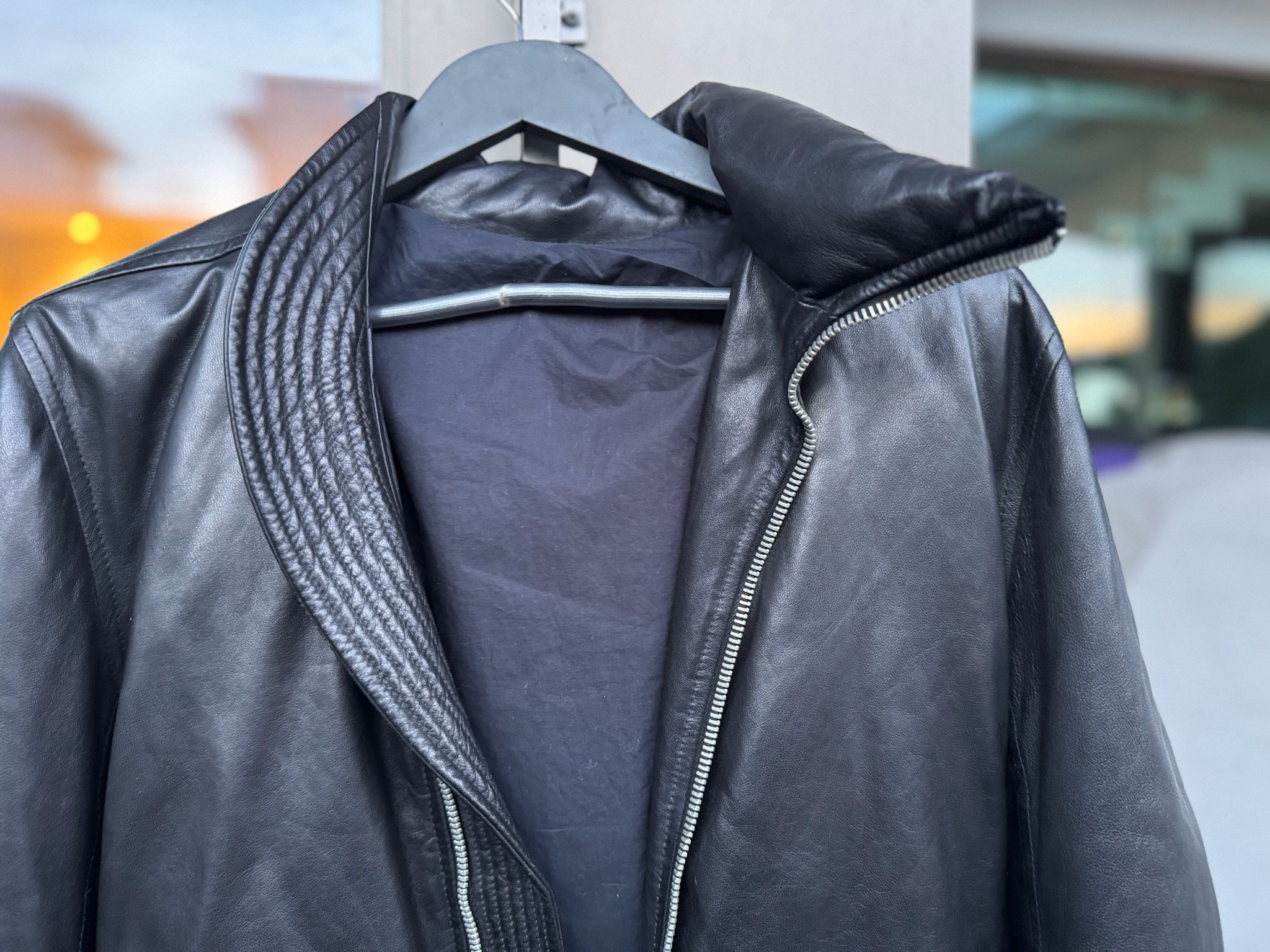 Rick Owens Calf Leather Mollino collar Puffer Jacket Size US L / EU 52-54 / 3 - 4 Thumbnail