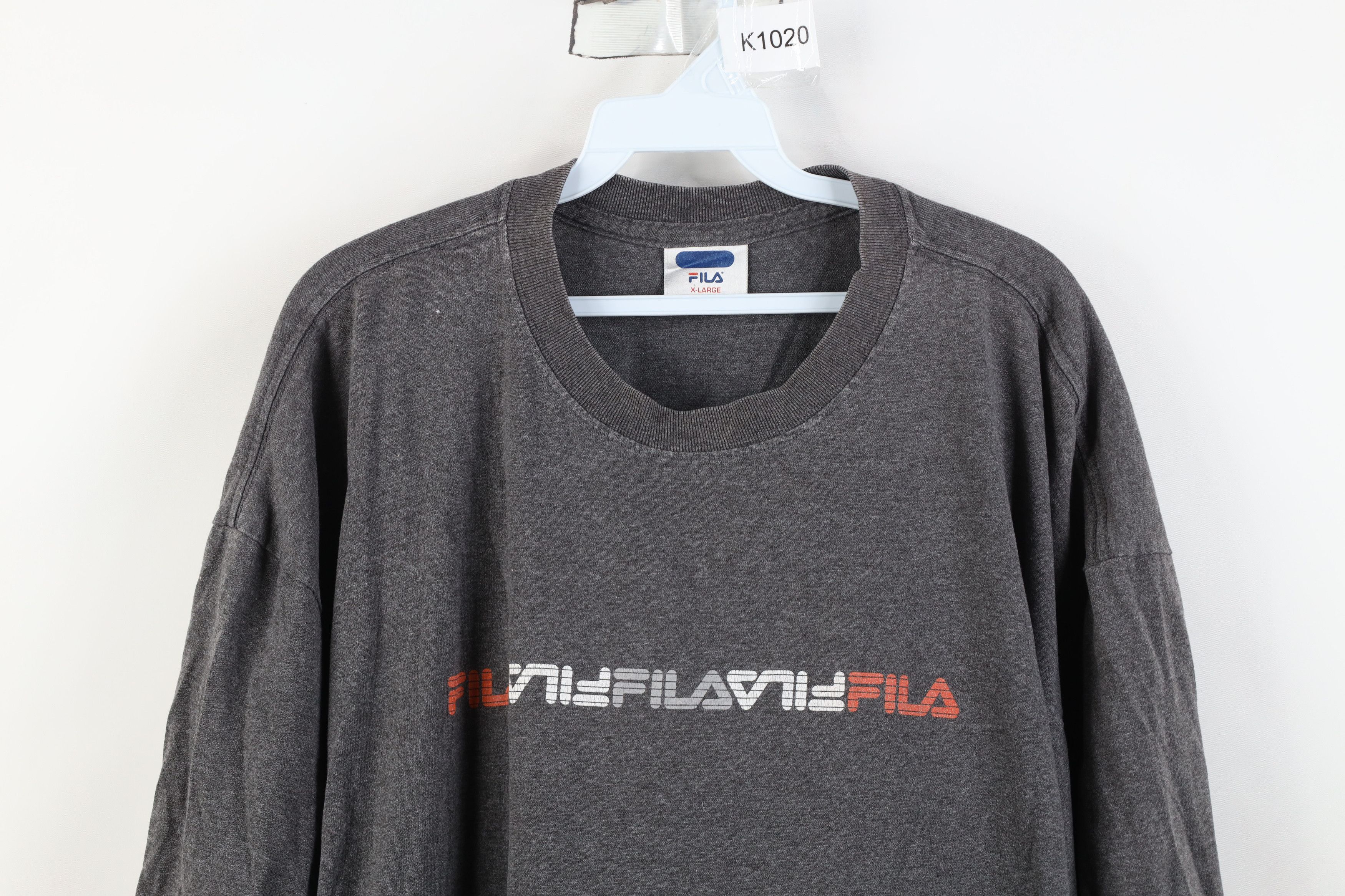 Fila Vintage 90s Fila Spell Out Short Sleeve T-Shirt Heather Gray Size US XL / EU 56 / 4 - 2 Thumbnail