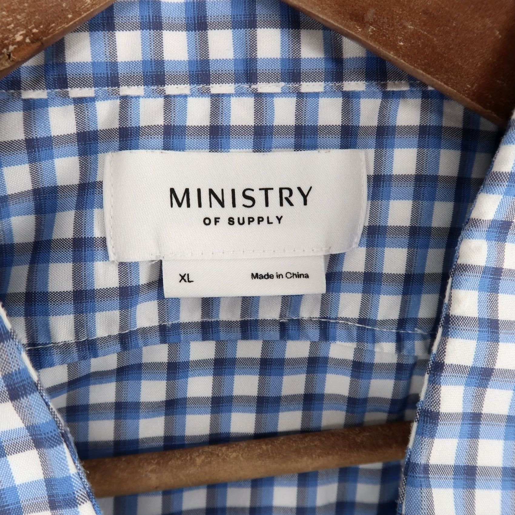 Vintage Ministry Of Supply Mens XL Blue Check Plaid Long Sleeve Dress Shirt Size 46R - 7 Thumbnail