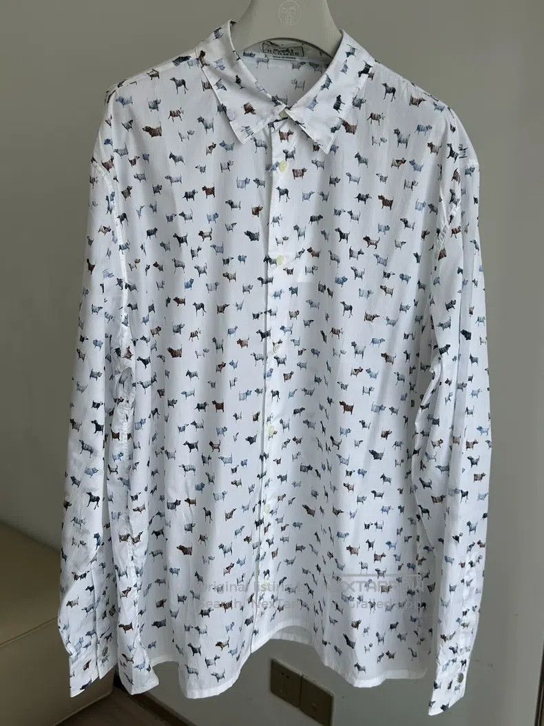 Hermes Hermes Men's sketch dog print shirt Size US XS / EU 42 / 0 - 1 Thumbnail