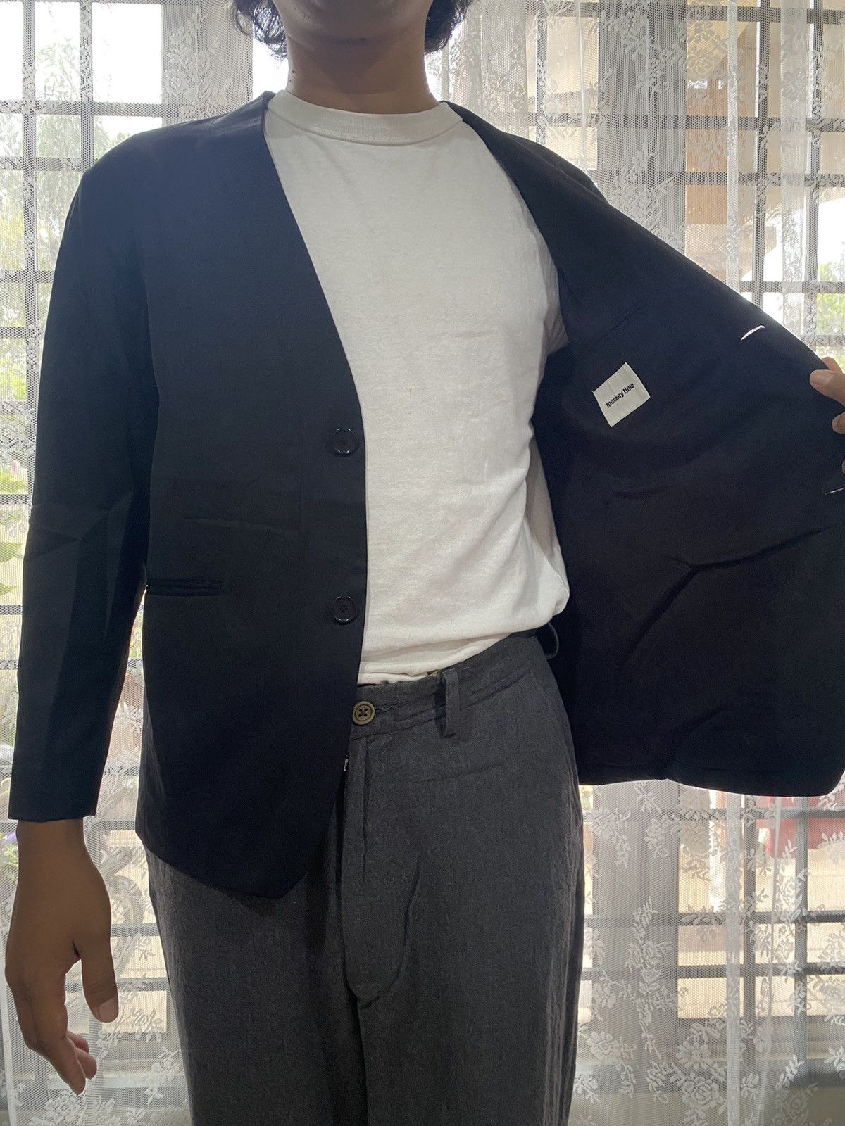 Japanese Brand collarless blazer Size US M / EU 48-50 / 2 - 9 Thumbnail